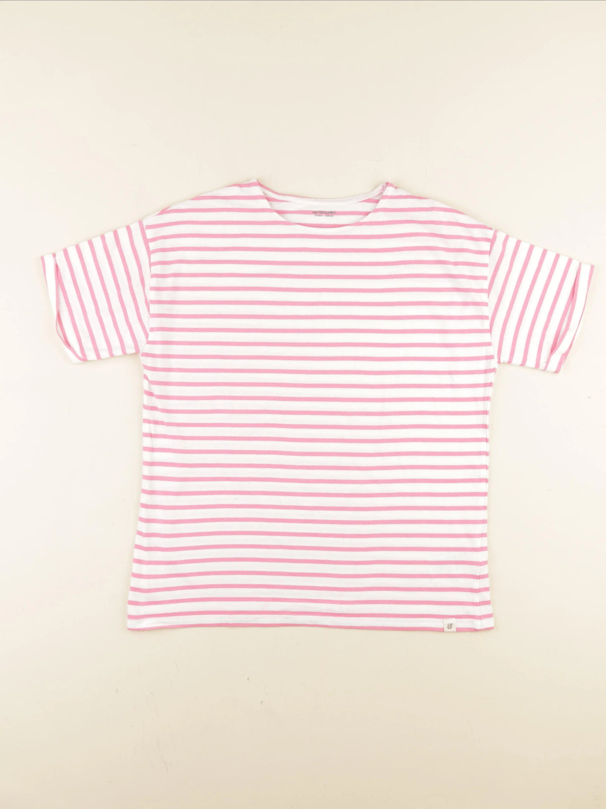 Vertbaudet - tee-shirt rose, blanc - 14 ans