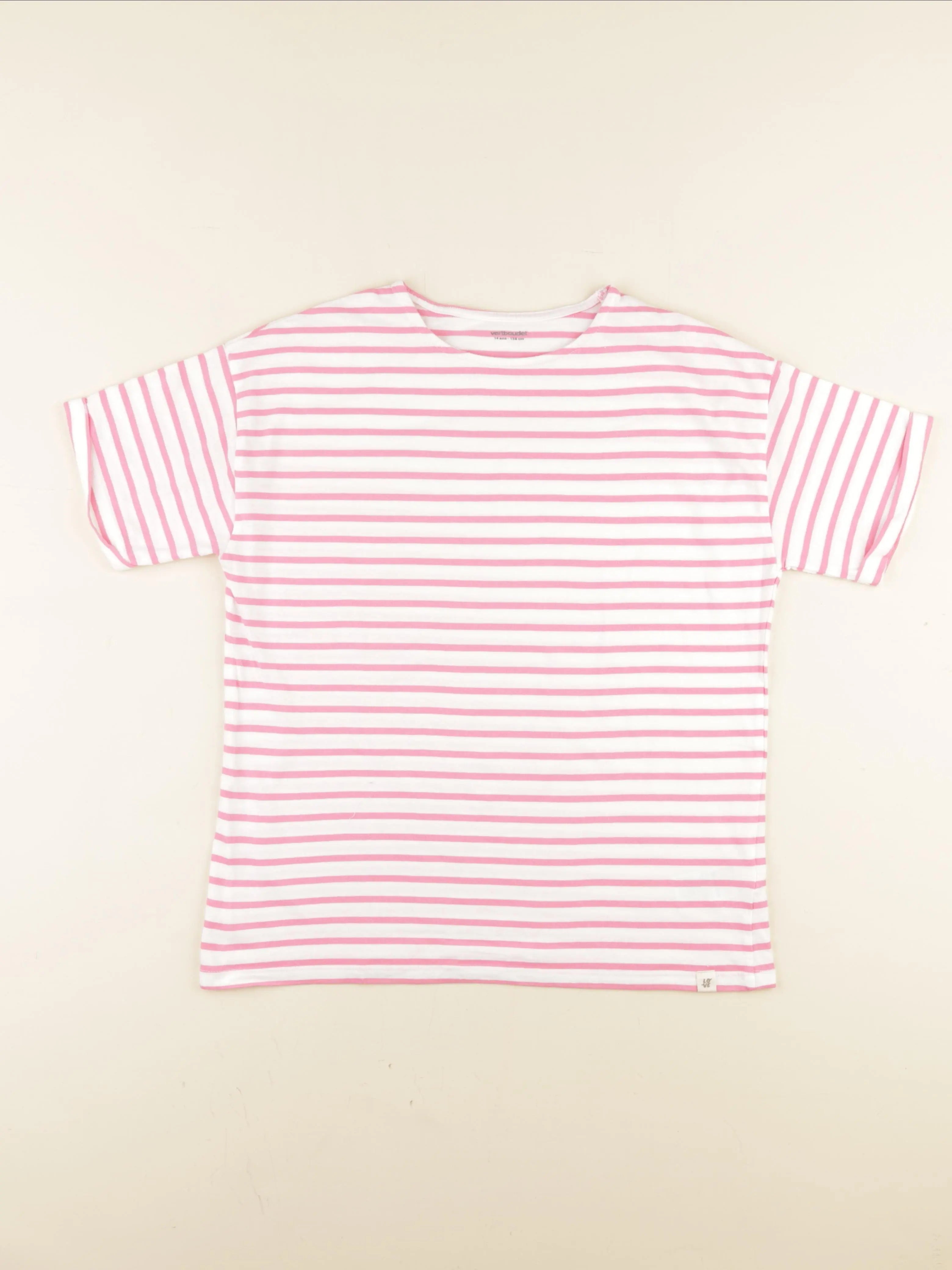 Vertbaudet - tee-shirt rose, blanc - 14 ans