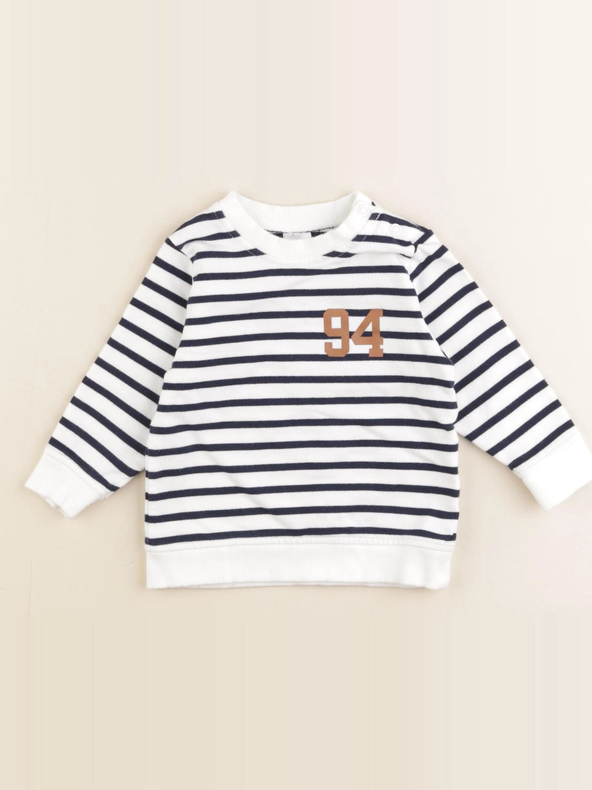 H&M - sweat bleu, blanc - 4/6 mois