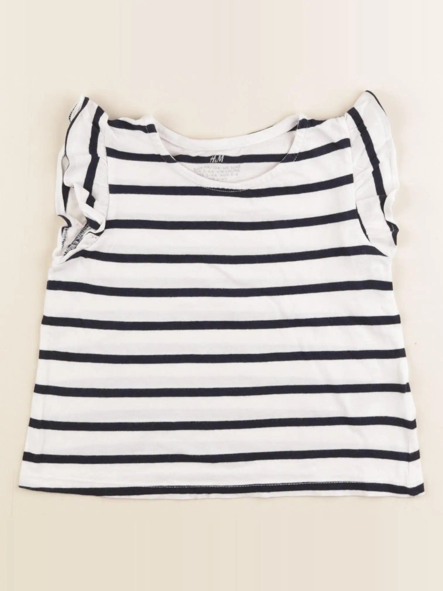H&M - tee-shirt blanc, bleu - 2/4 ans