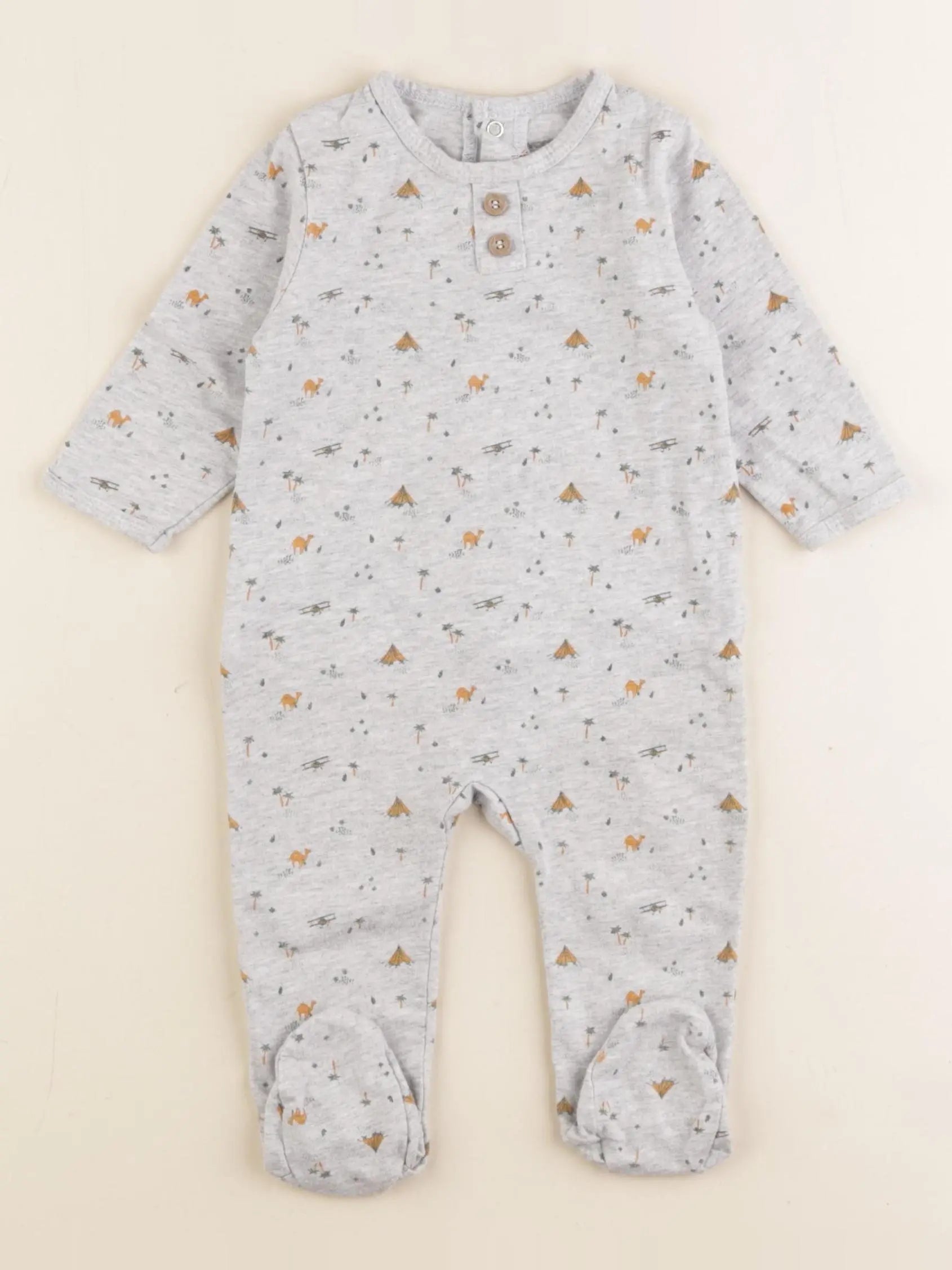 Vertbaudet - pyjama coton gris - 6 mois