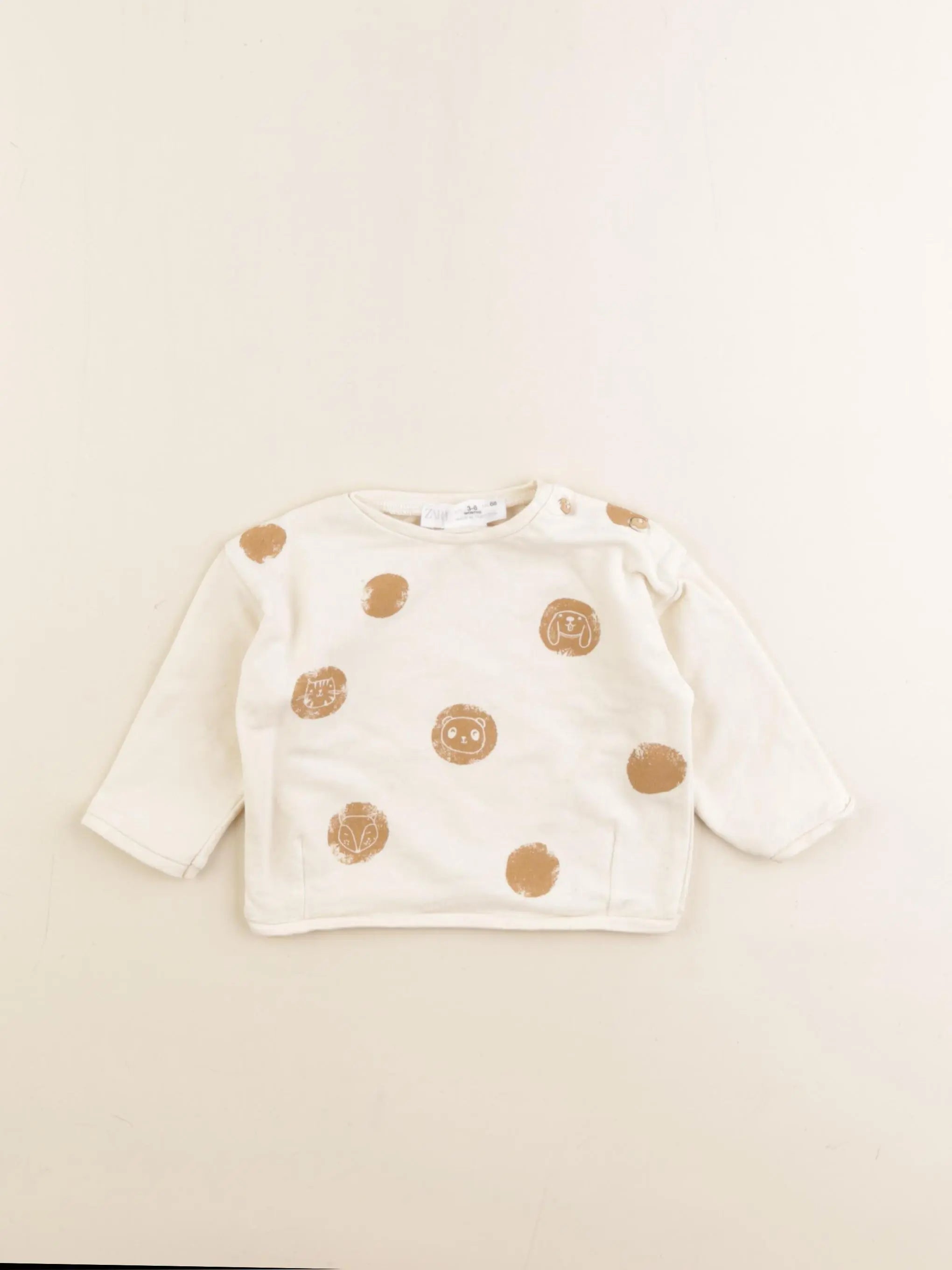 Zara - sweat marron - 3/6 mois