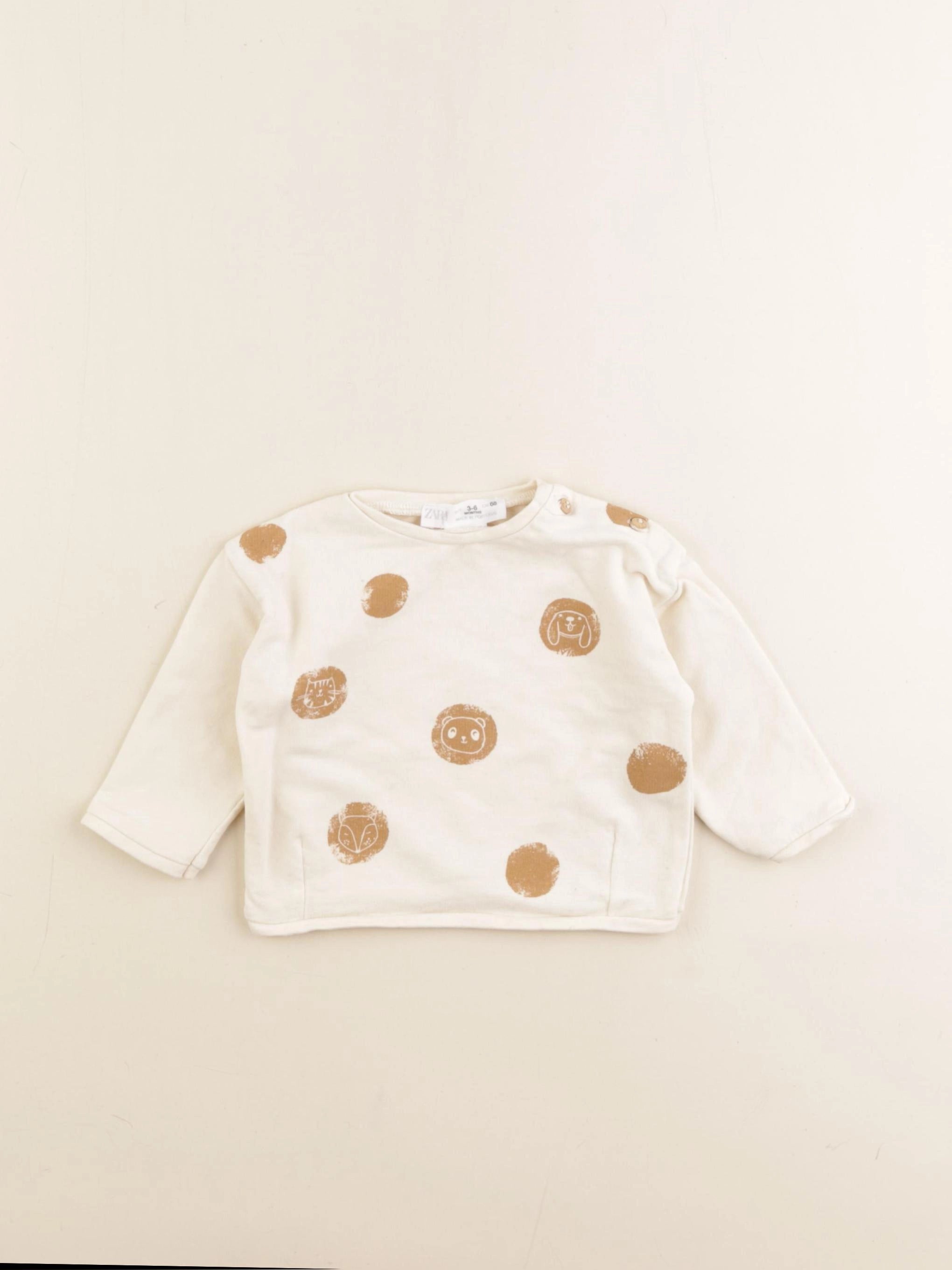 Zara - sweat marron - 3/6 mois