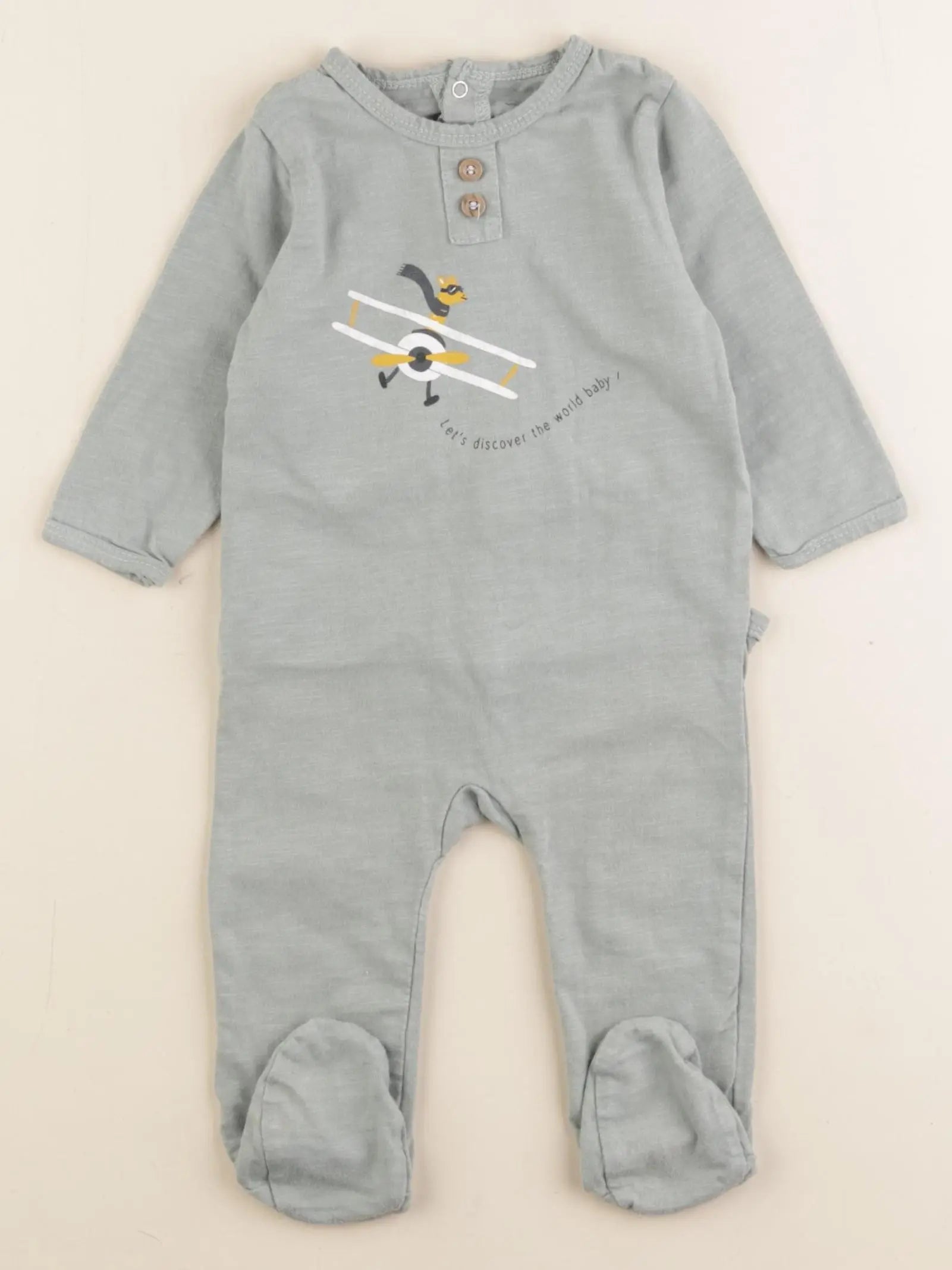 Vertbaudet - pyjama coton vert - 6 mois