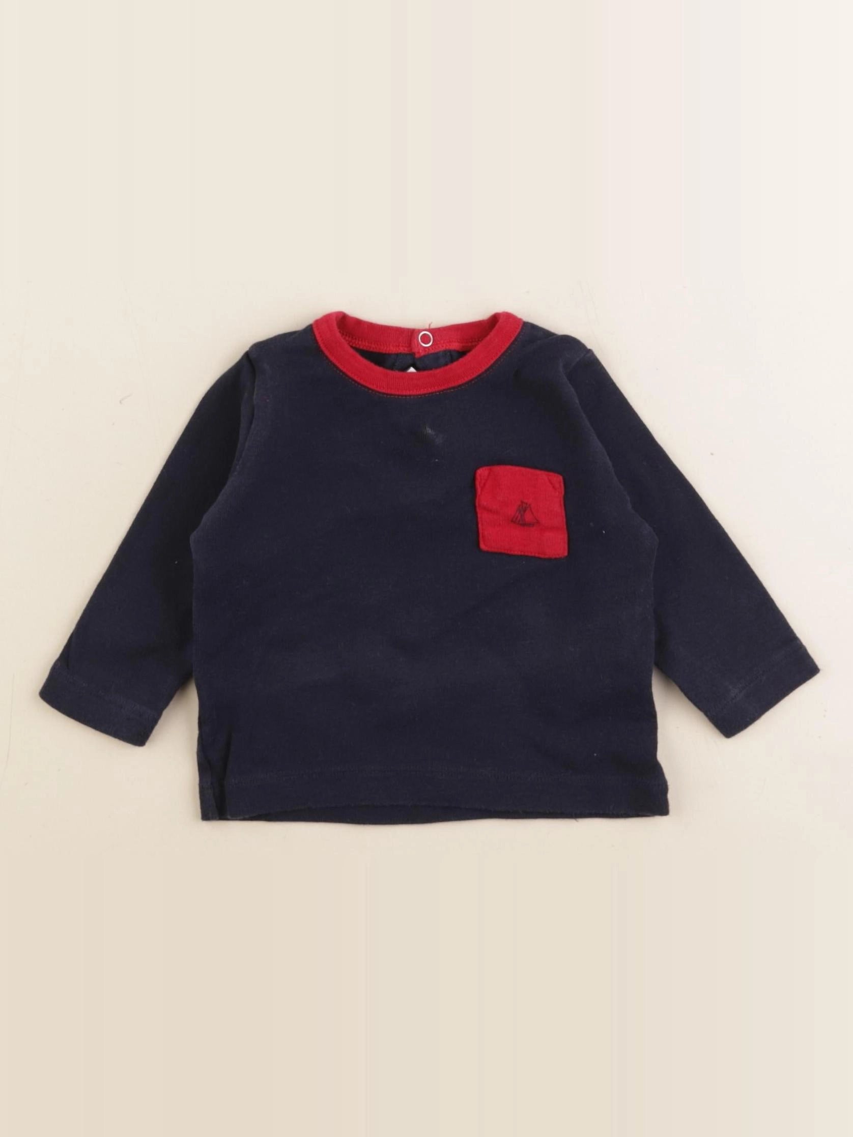 Petit Bateau - tee-shirt bleu, rouge - 6 mois