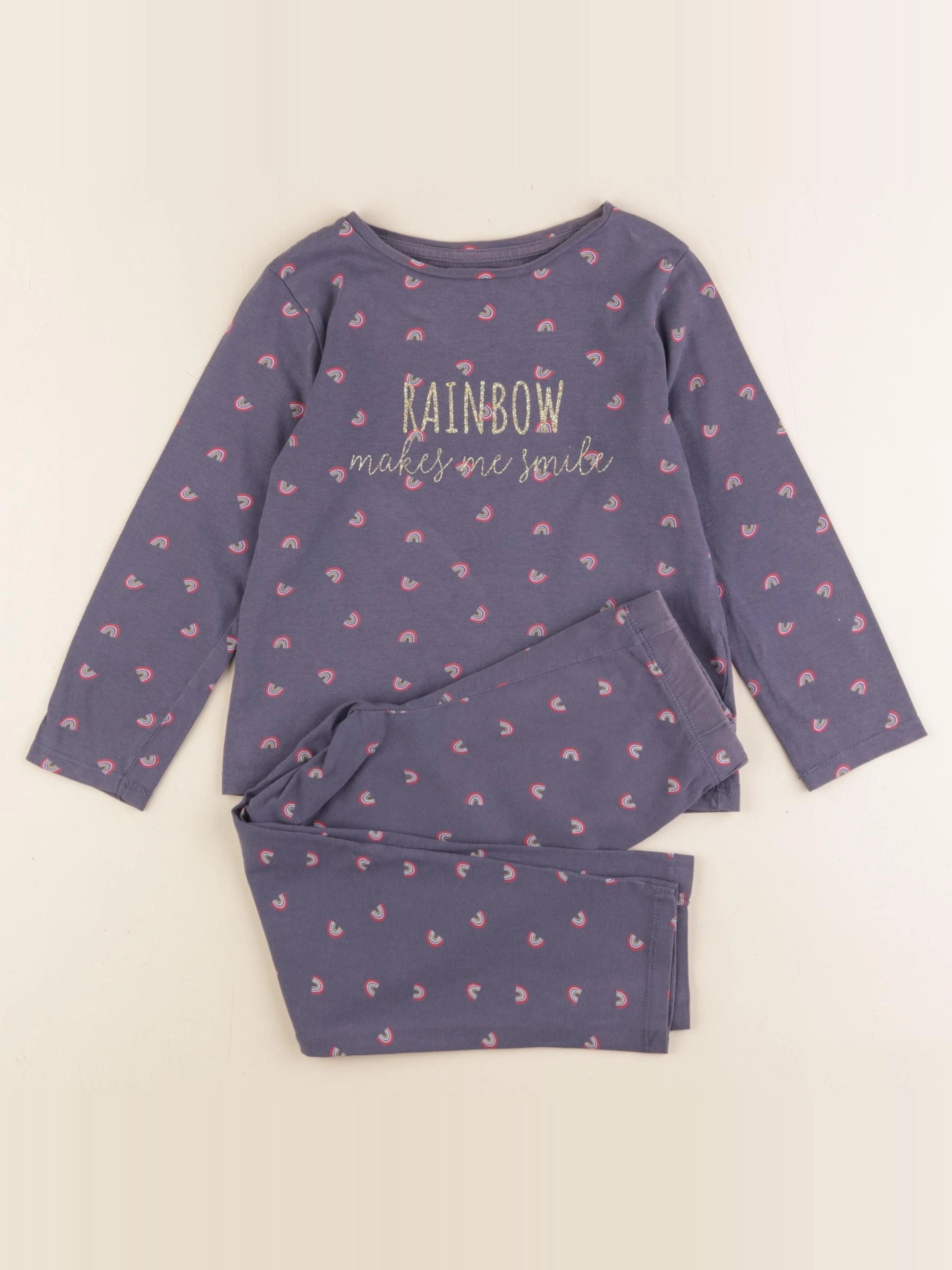 Vertbaudet - pyjama coton bleu, rose - 5 ans