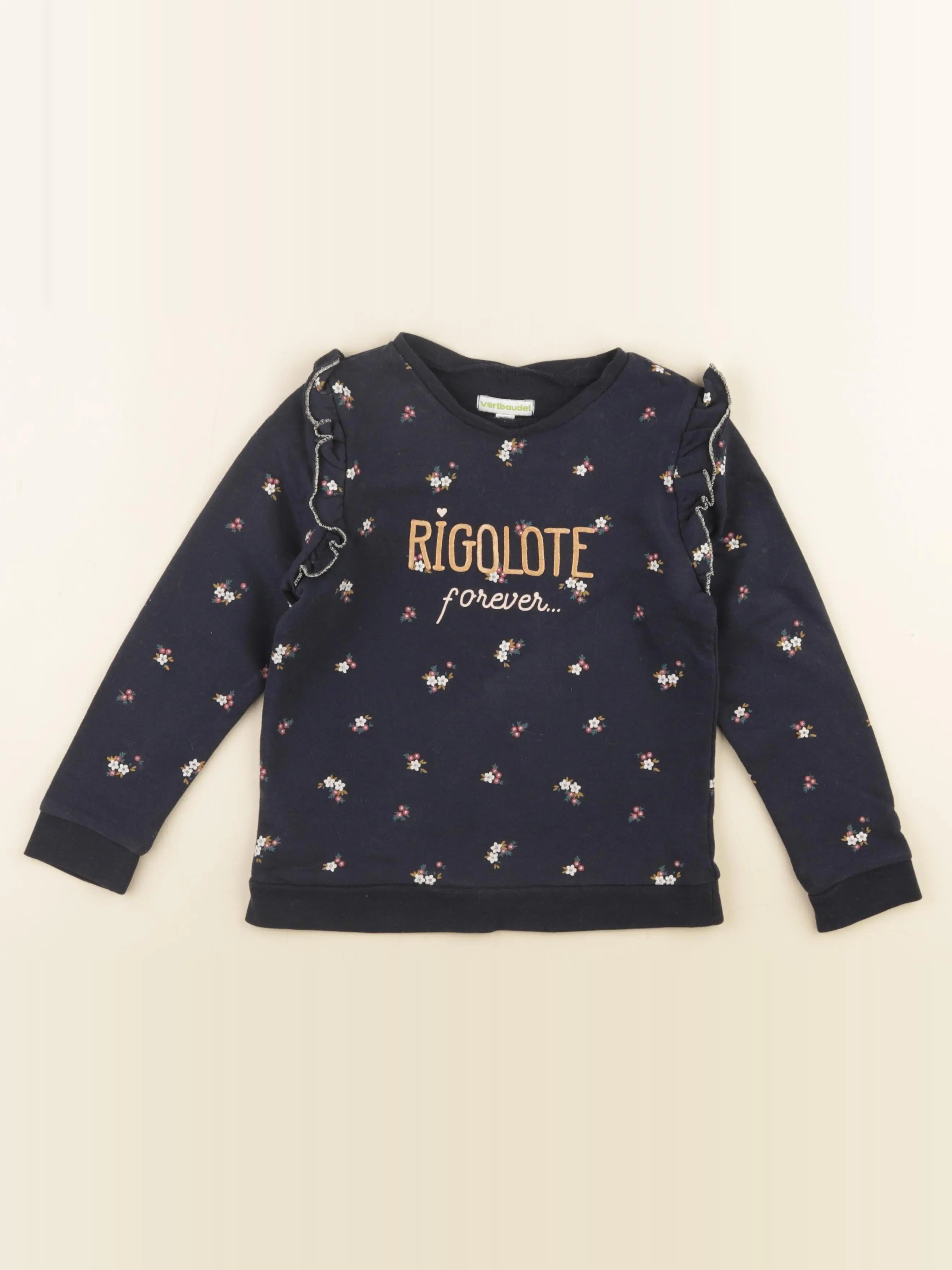 Vertbaudet - sweat bleu, or - 6 ans