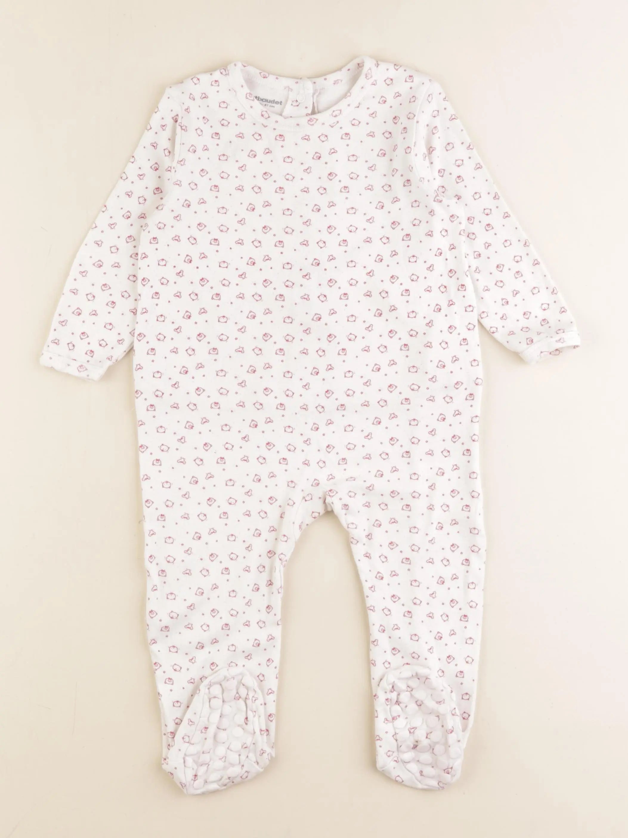 Vertbaudet - pyjama coton rose, blanc - 18 mois