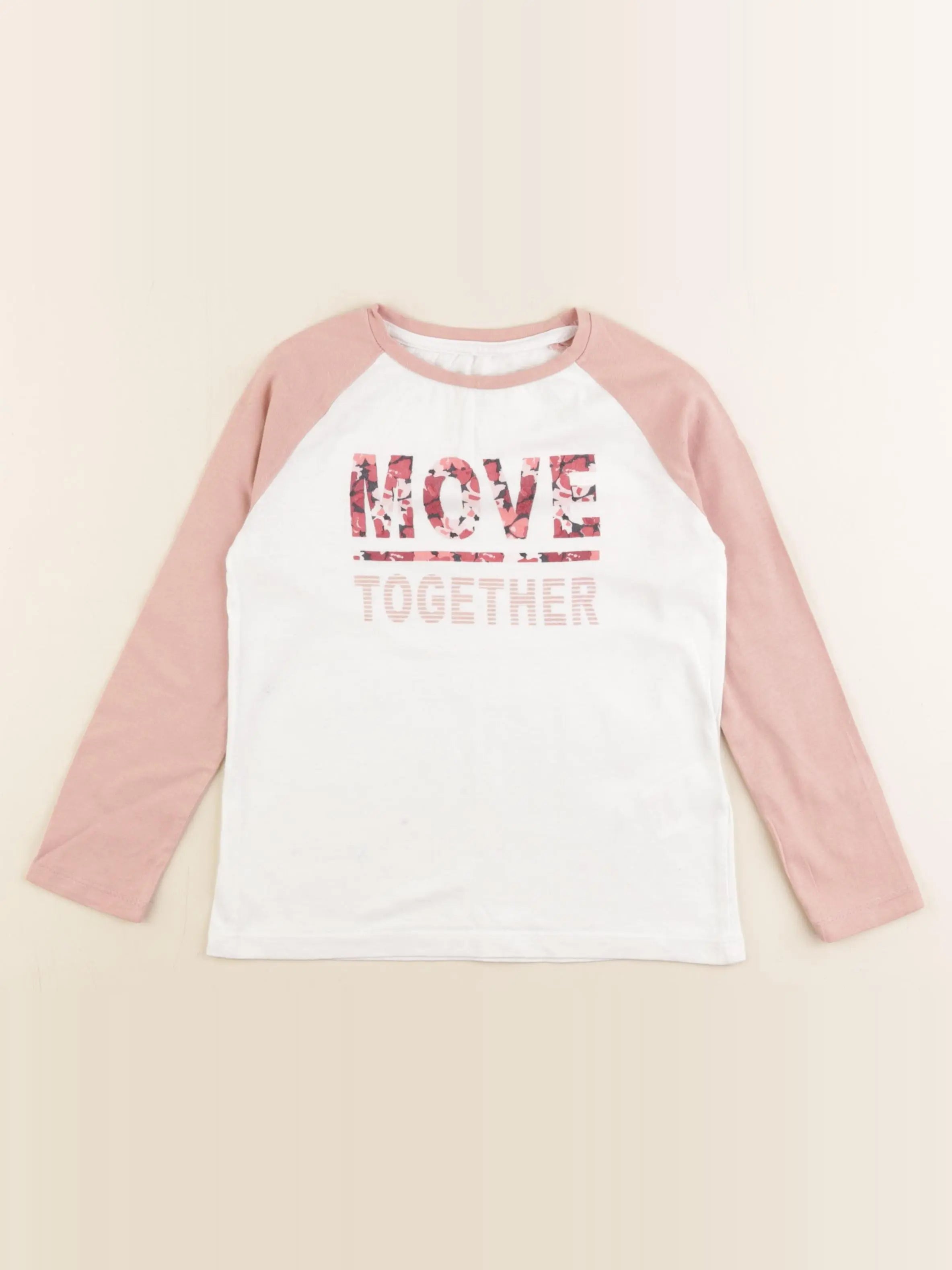 Vertbaudet - tee-shirt blanc, rose - 5 ans