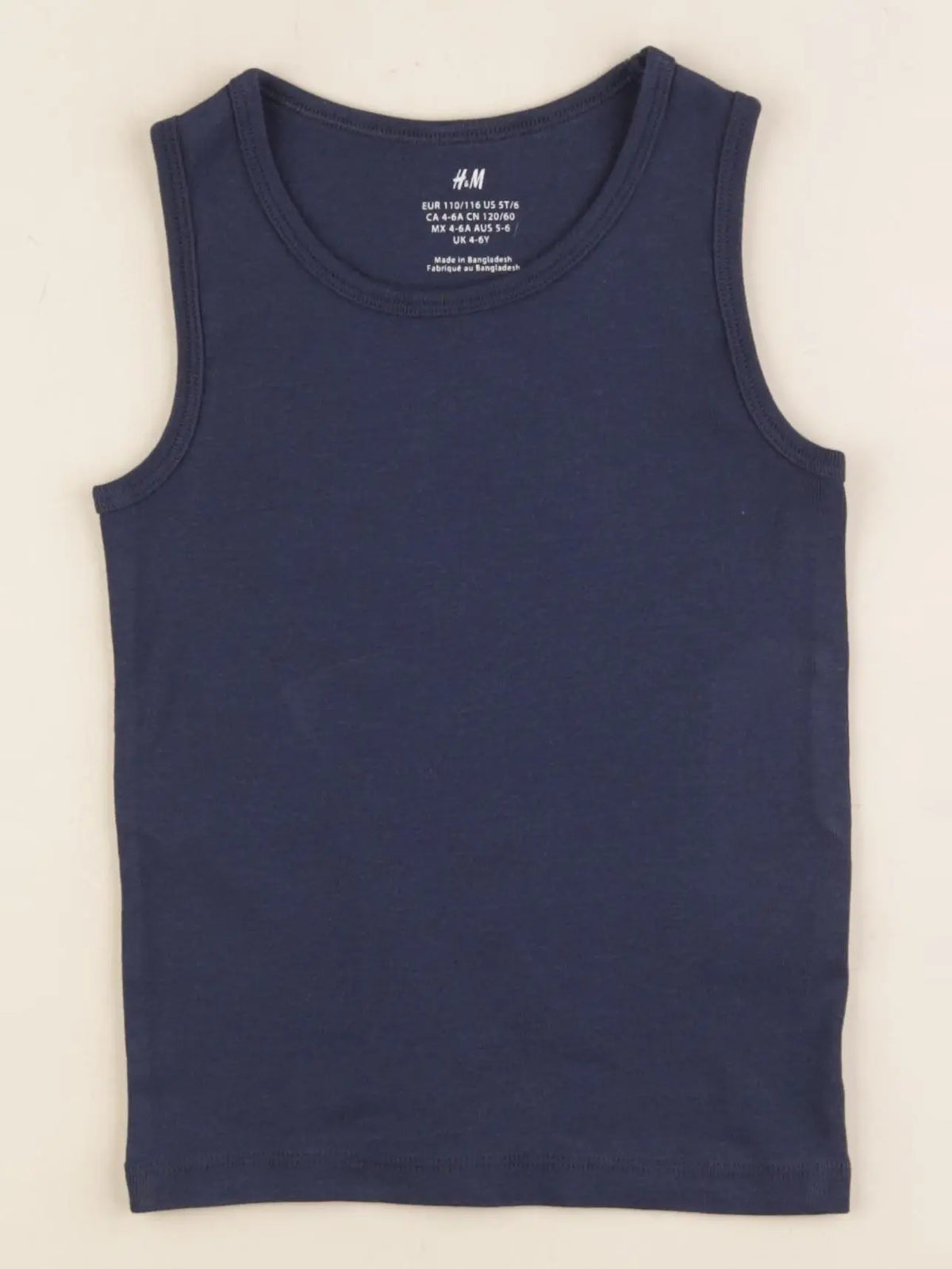 H&M - maillot de corps bleu - 4/6 ans