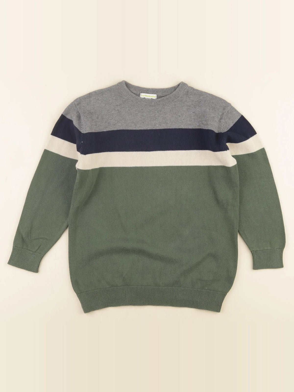 Vertbaudet - pull gris, vert - 8 ans