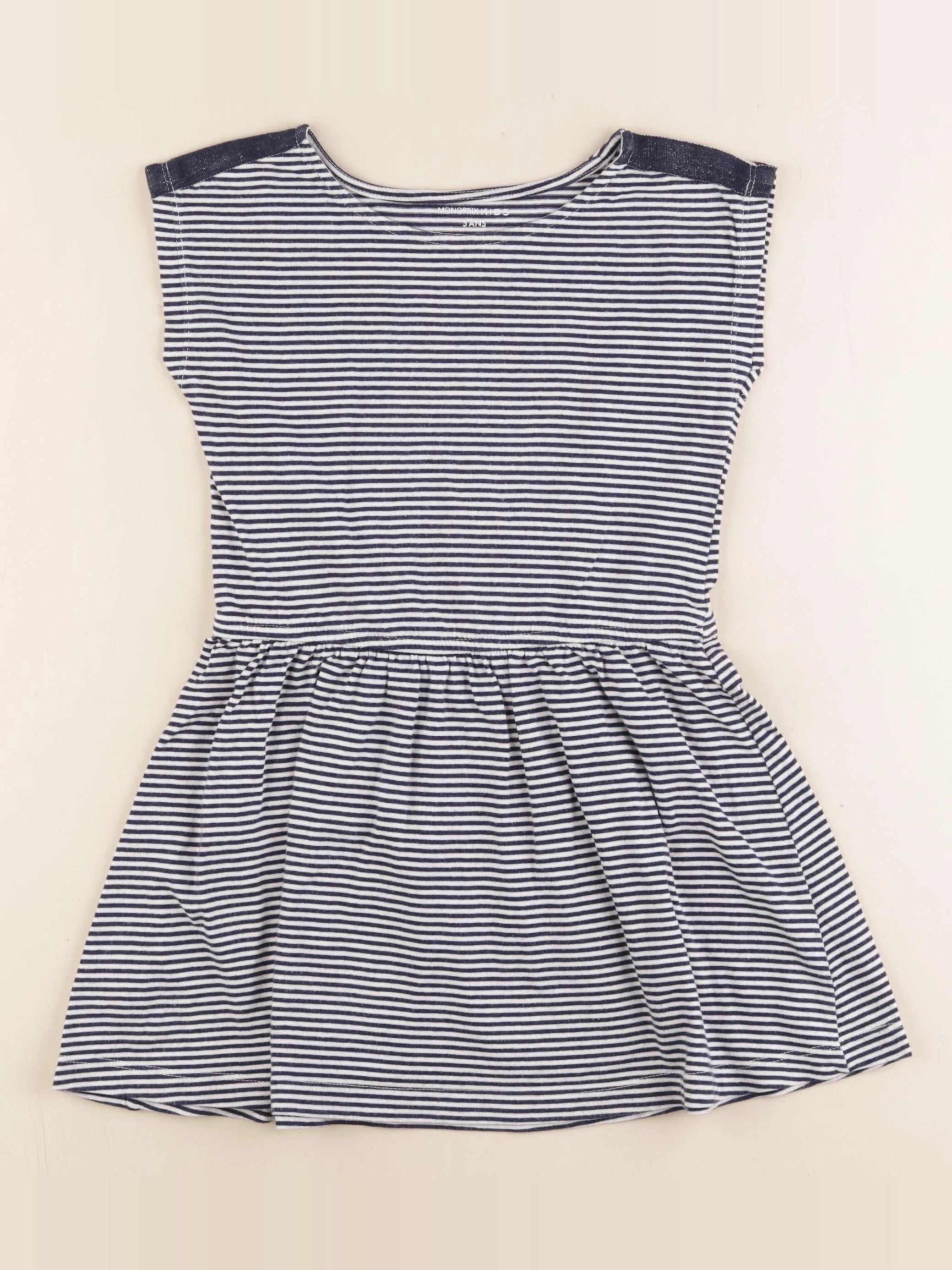 Monoprix - robe blanc, bleu - 5 ans