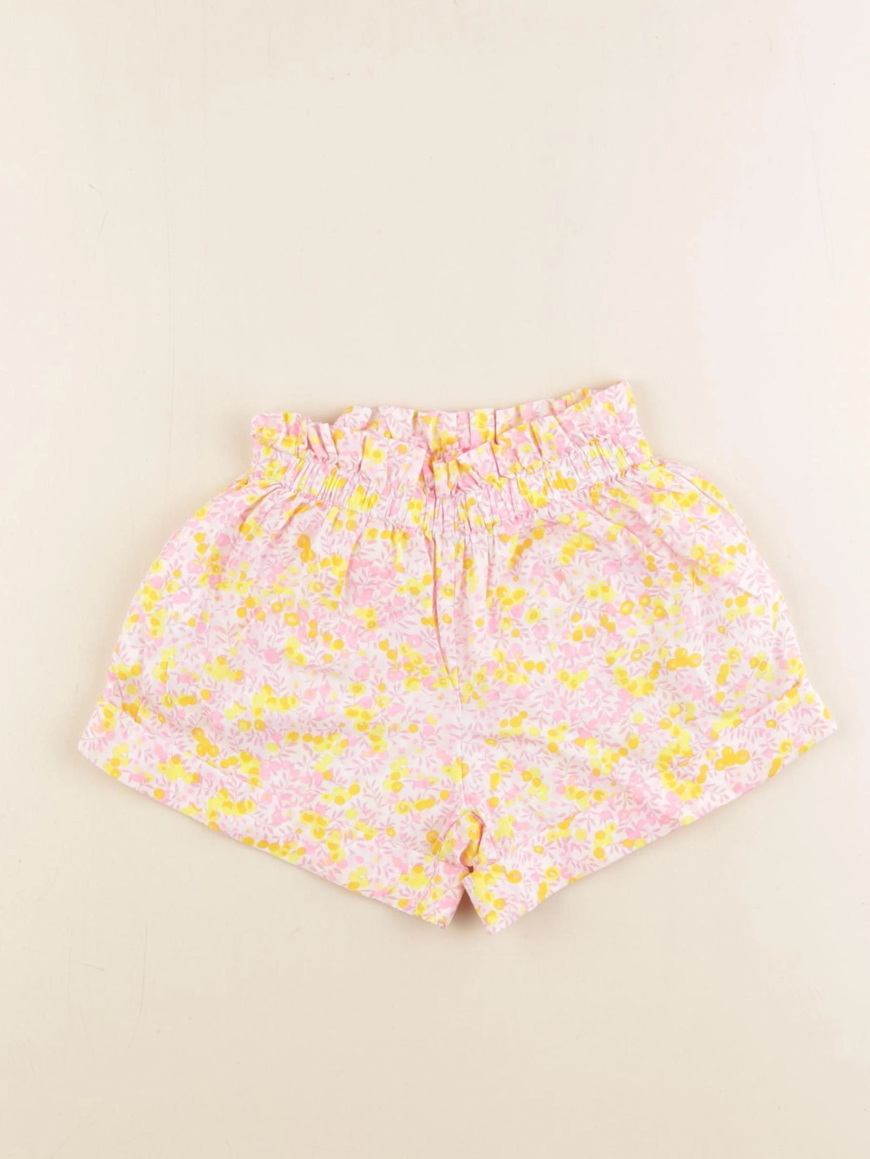 Jacadi - short liberty jaune, rose fluo - 4 ans