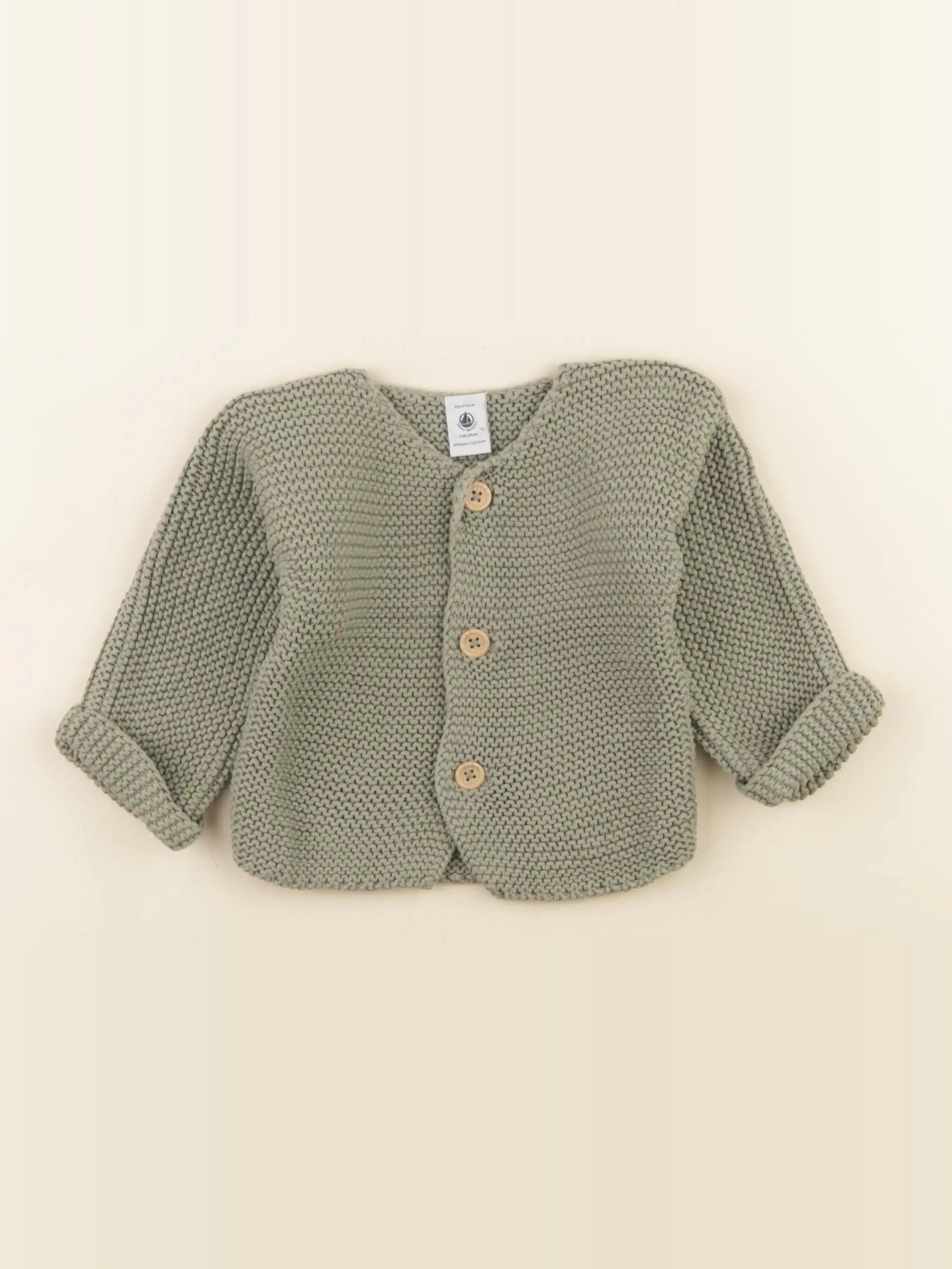 Petit Bateau - gilet vert - 12 mois
