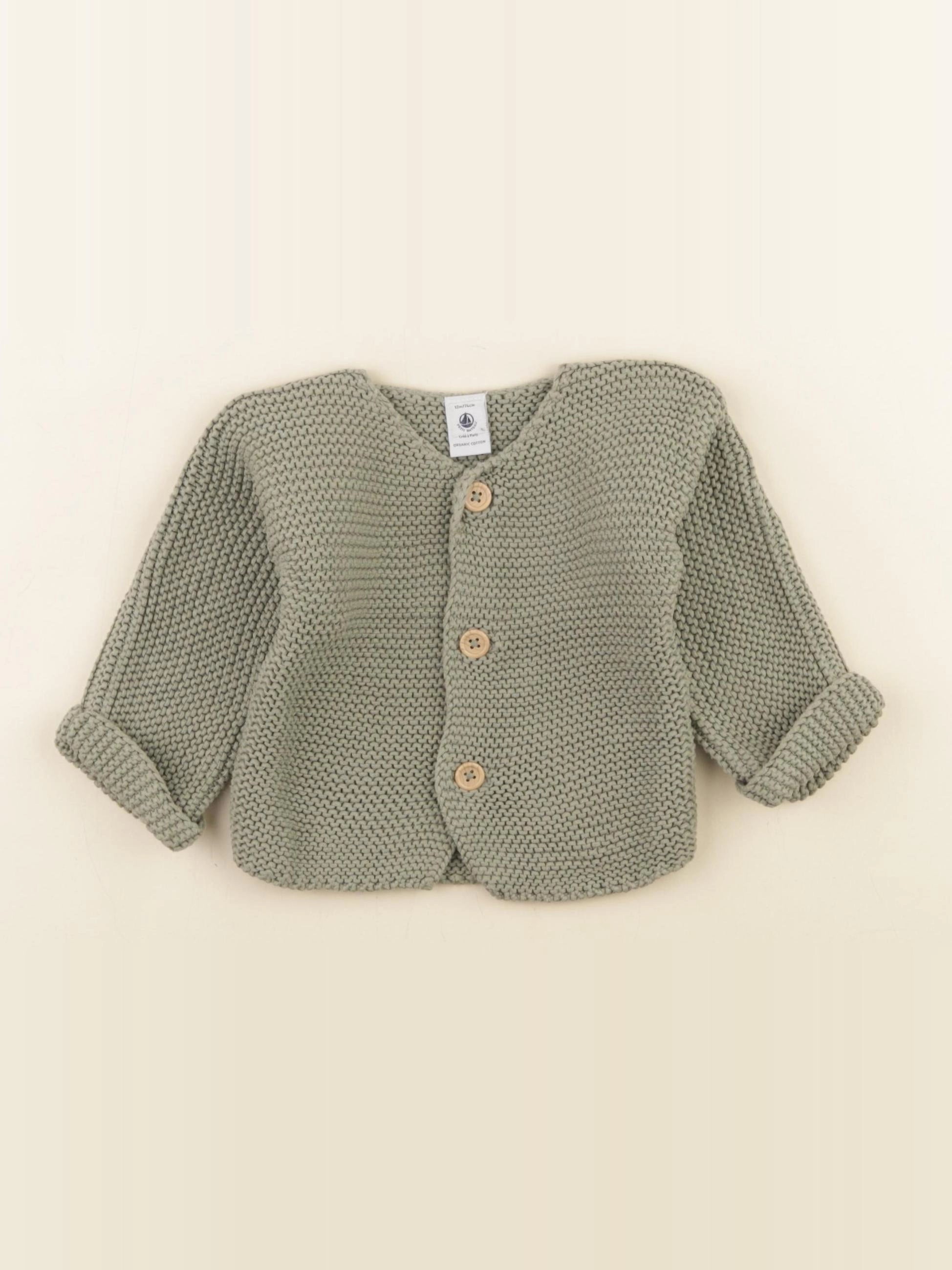 Petit Bateau - gilet vert - 12 mois