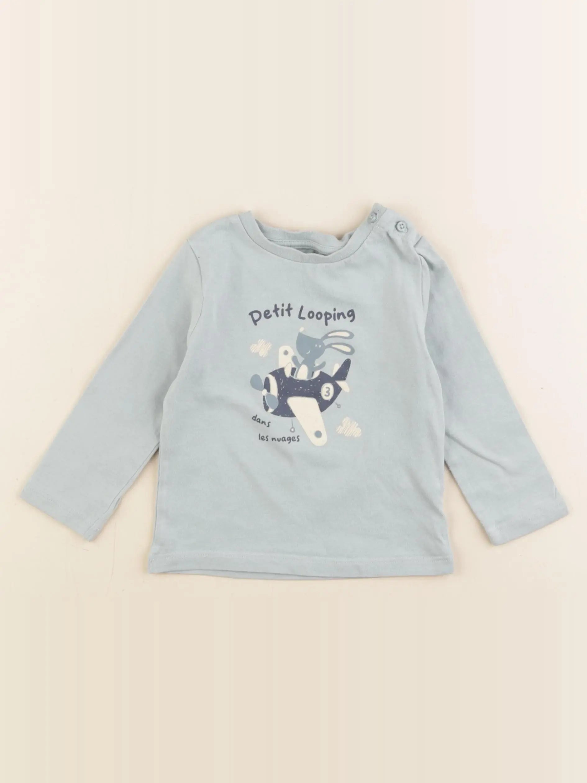 Vertbaudet - tee-shirt bleu - 12 mois