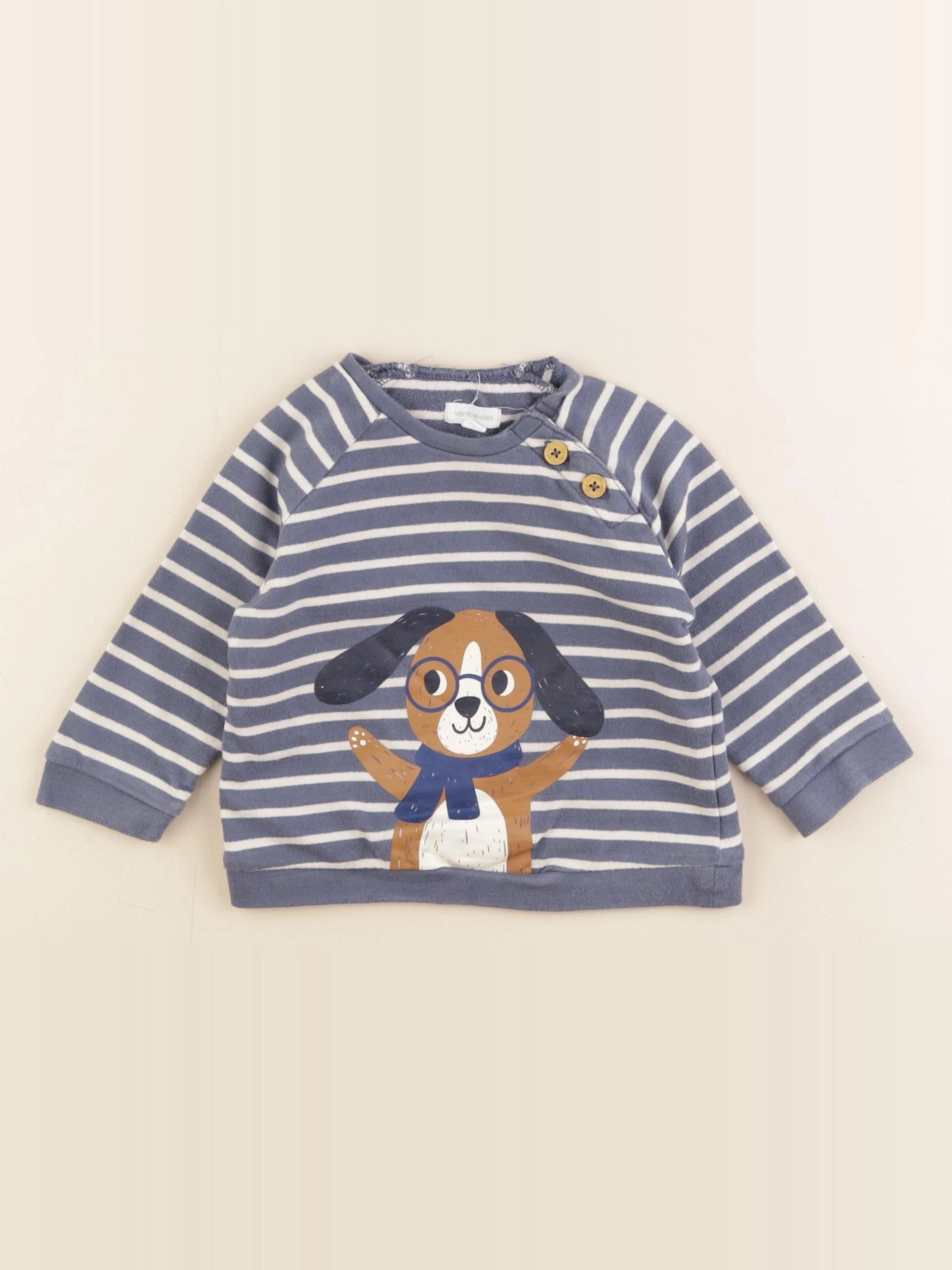 Vertbaudet - sweat bleu - 12 mois