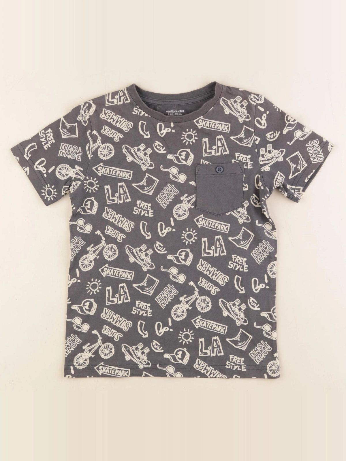 Vertbaudet - tee-shirt gris - 6 ans