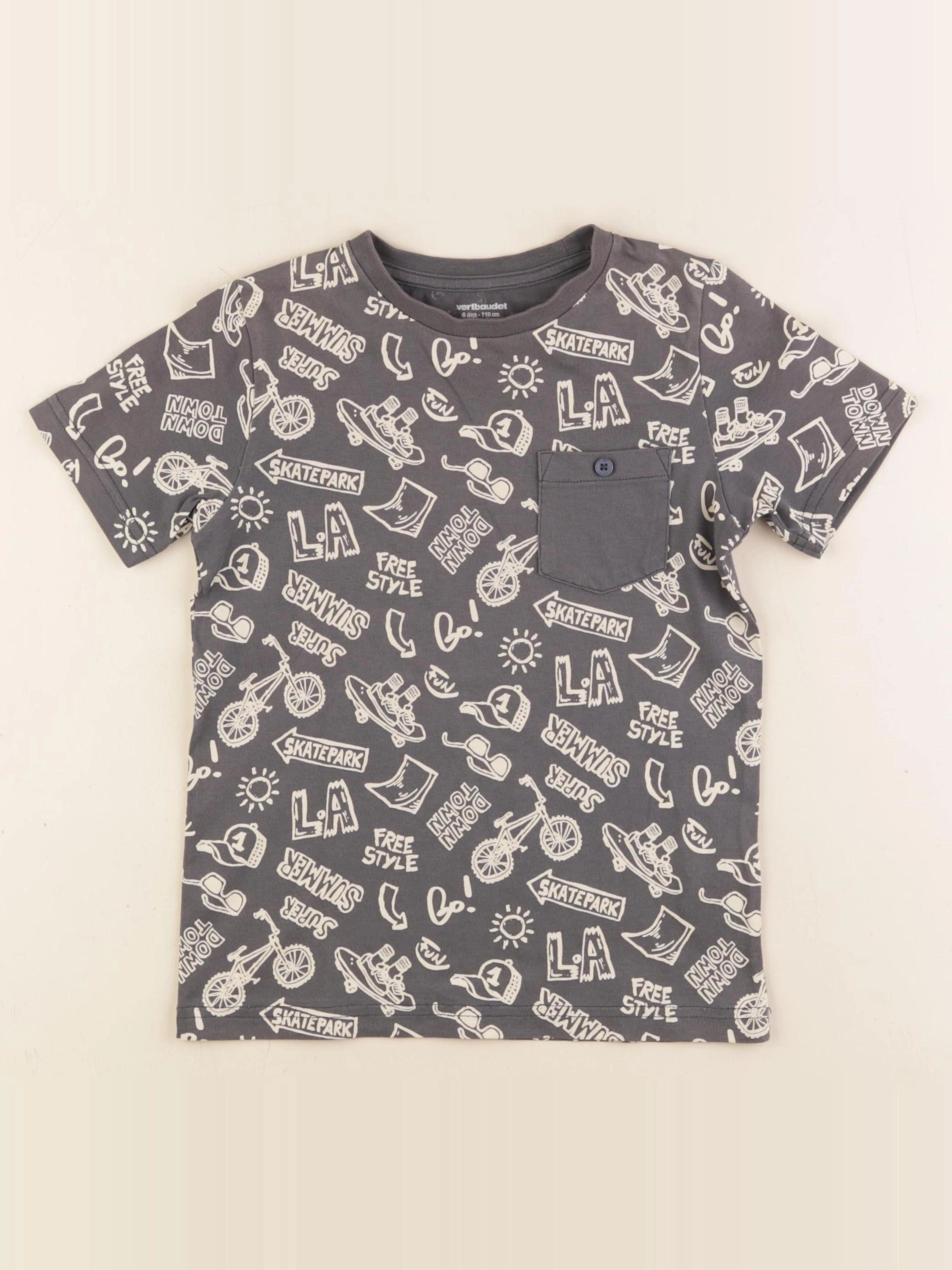 Vertbaudet - tee-shirt gris - 6 ans