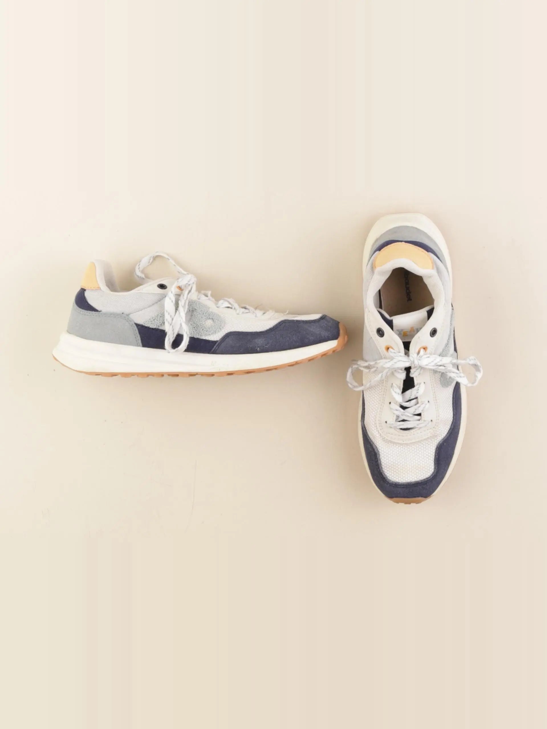 Vertbaudet - tennis à scratch/ lacets blanc, bleu - pointure 37