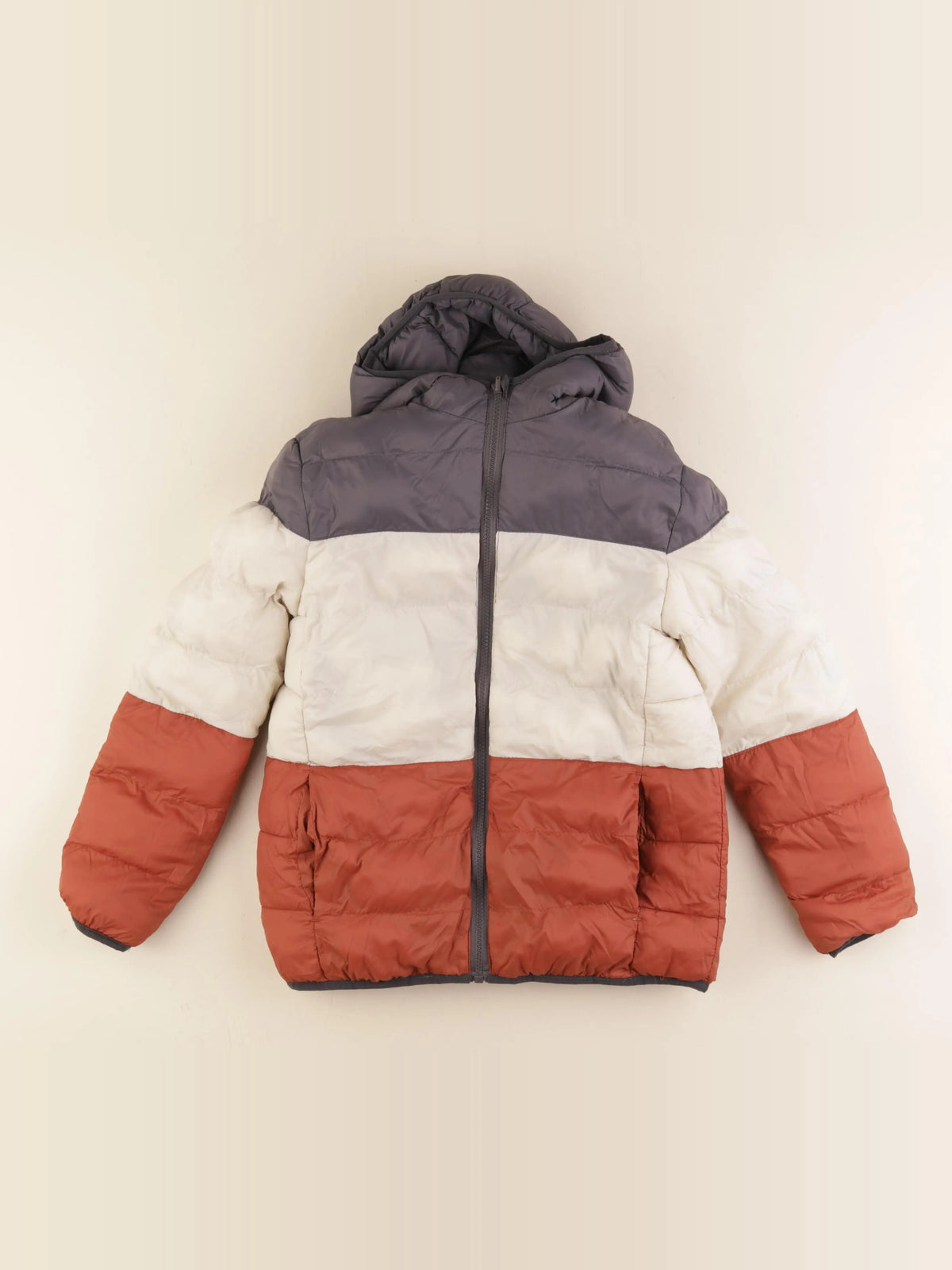 Vertbaudet - doudoune réversible gris - 12 ans