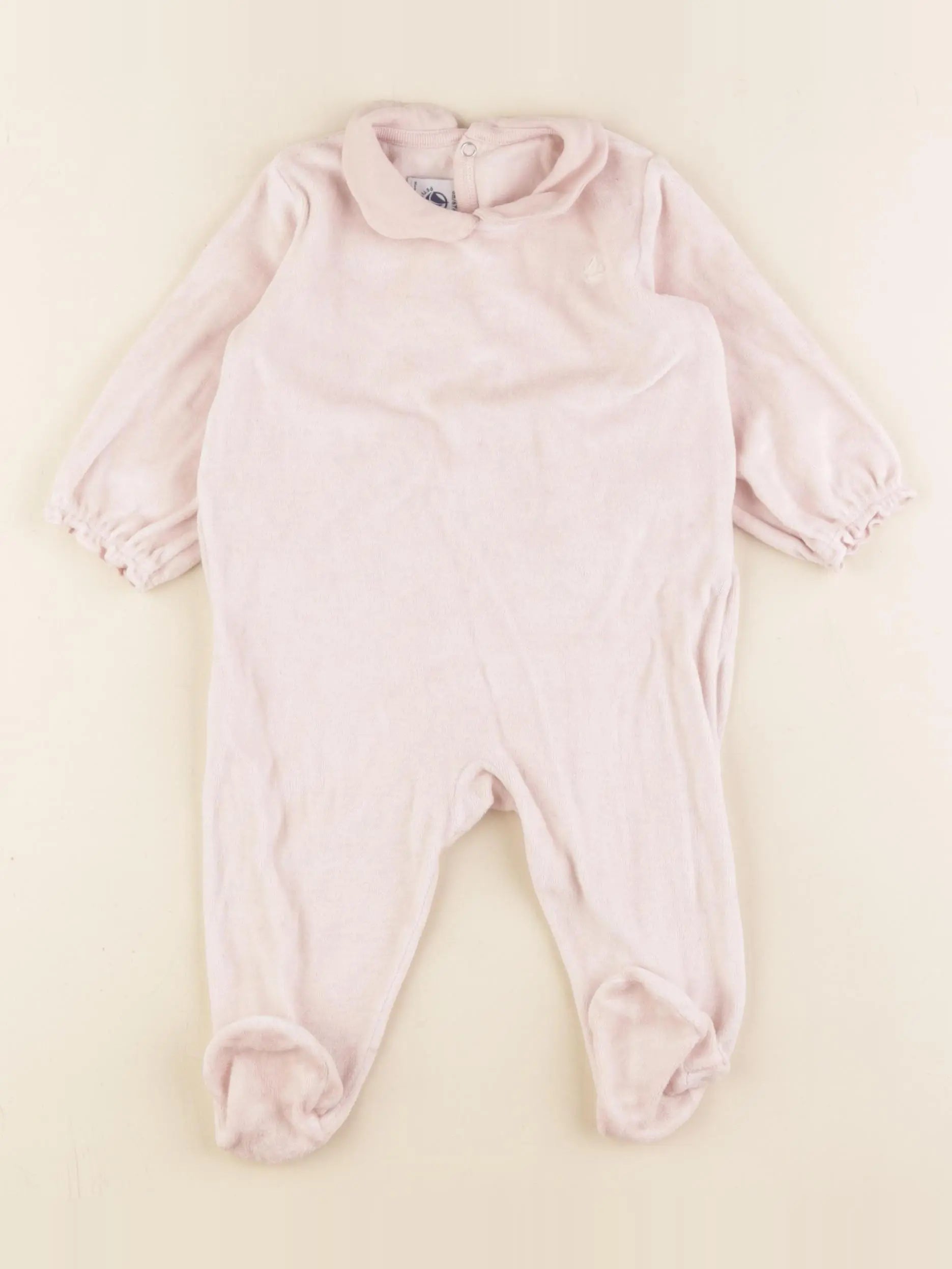 Petit Bateau - pyjama velours rose - 6 mois