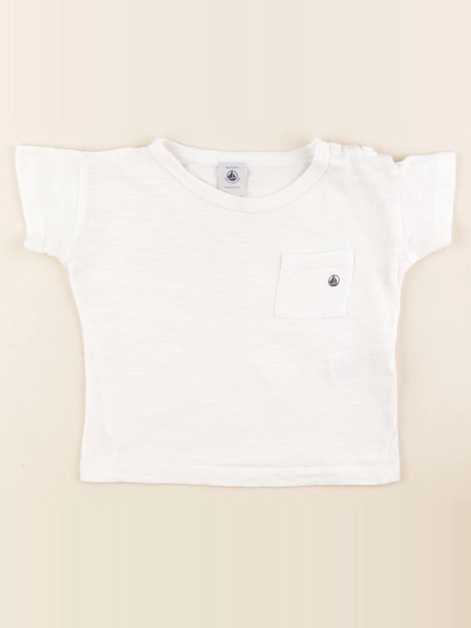 Petit Bateau - tee-shirt blanc - 6 mois
