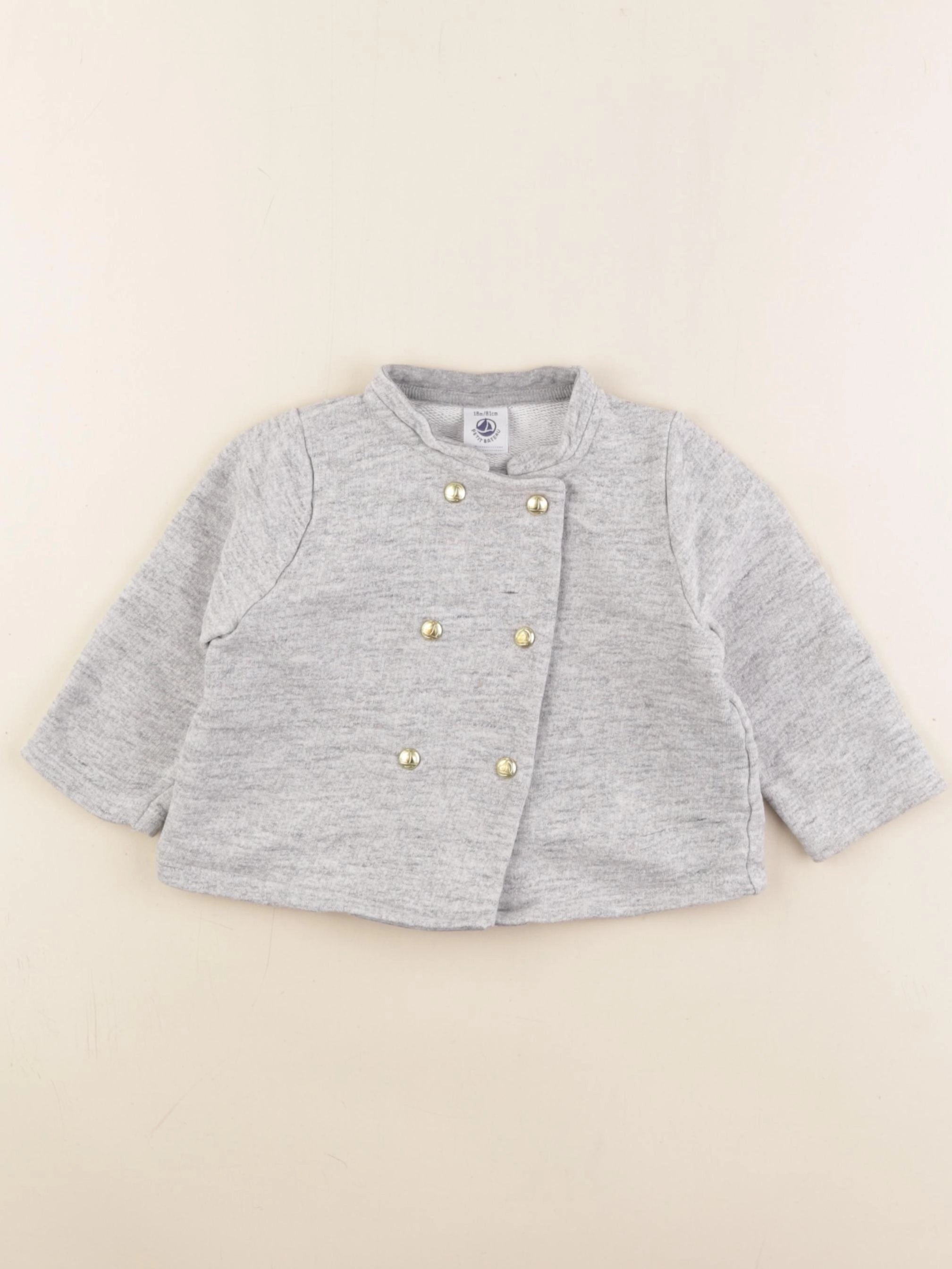 Petit Bateau - sweat gris - 18 mois