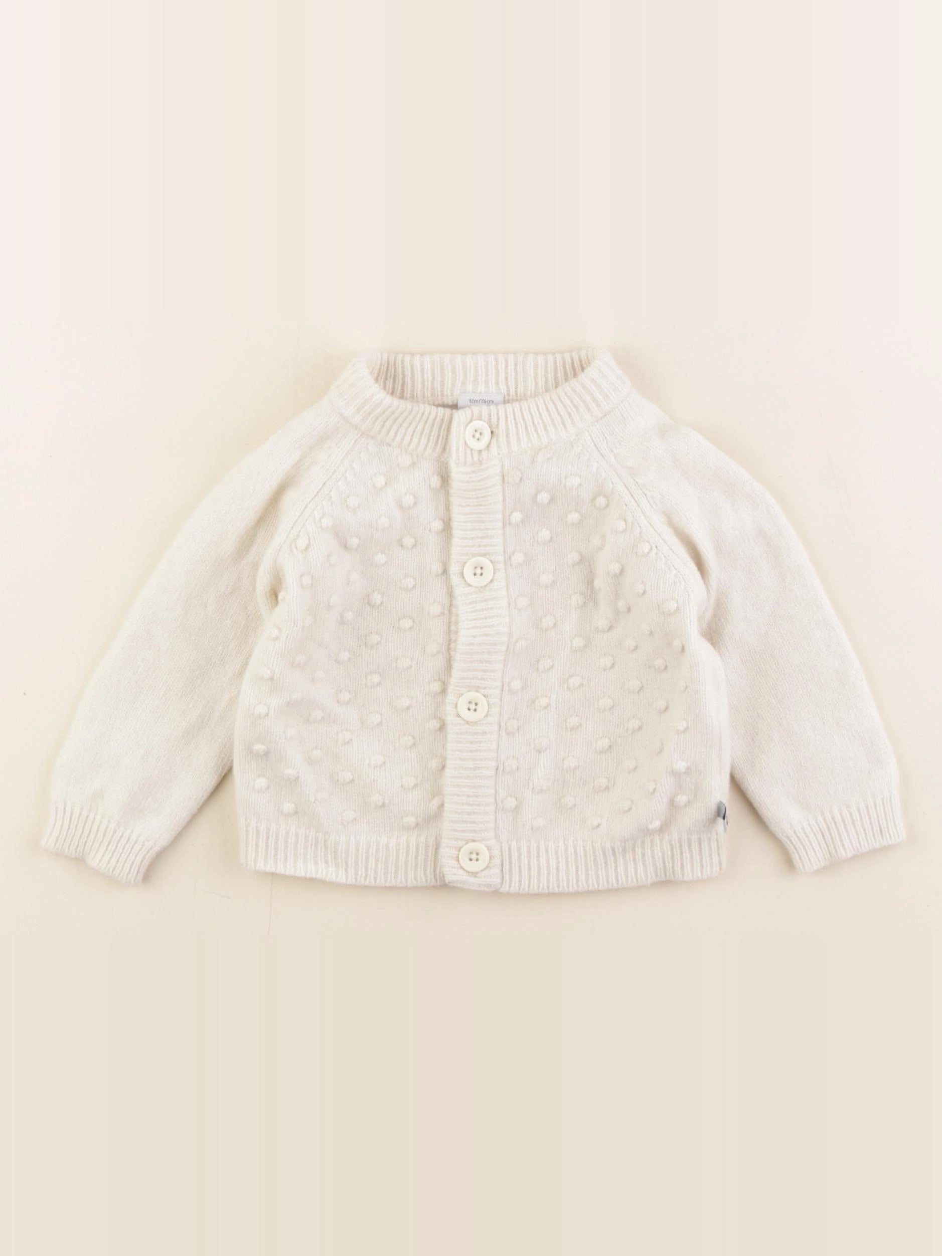 Petit Bateau - gilet blanc - 12 mois