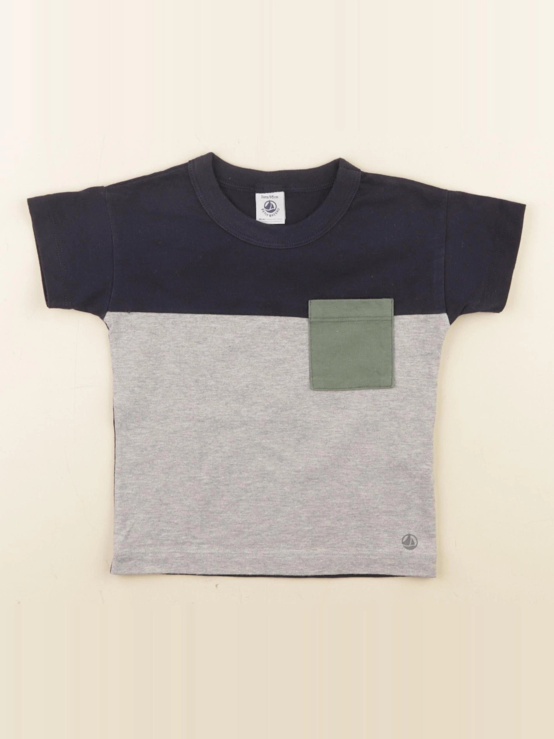 Petit Bateau - tee-shirt bleu, gris - 3 ans