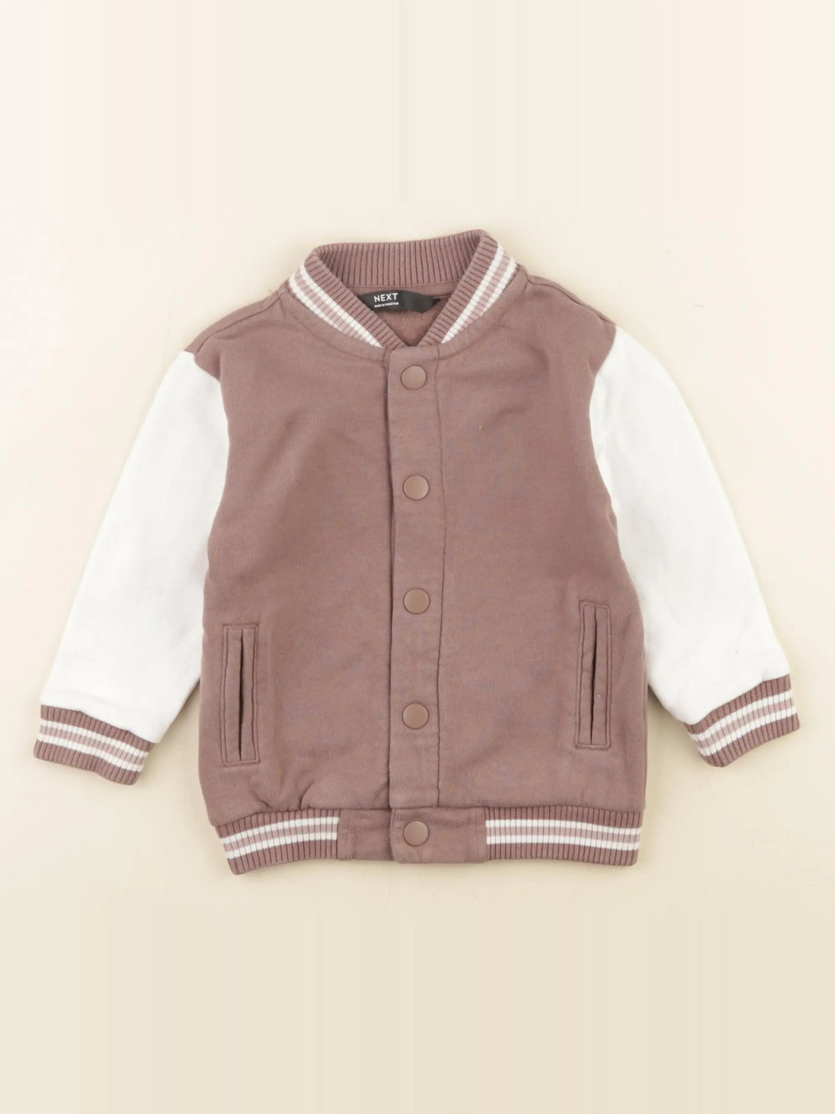 Next - sweat marron, blanc - 12/18 mois