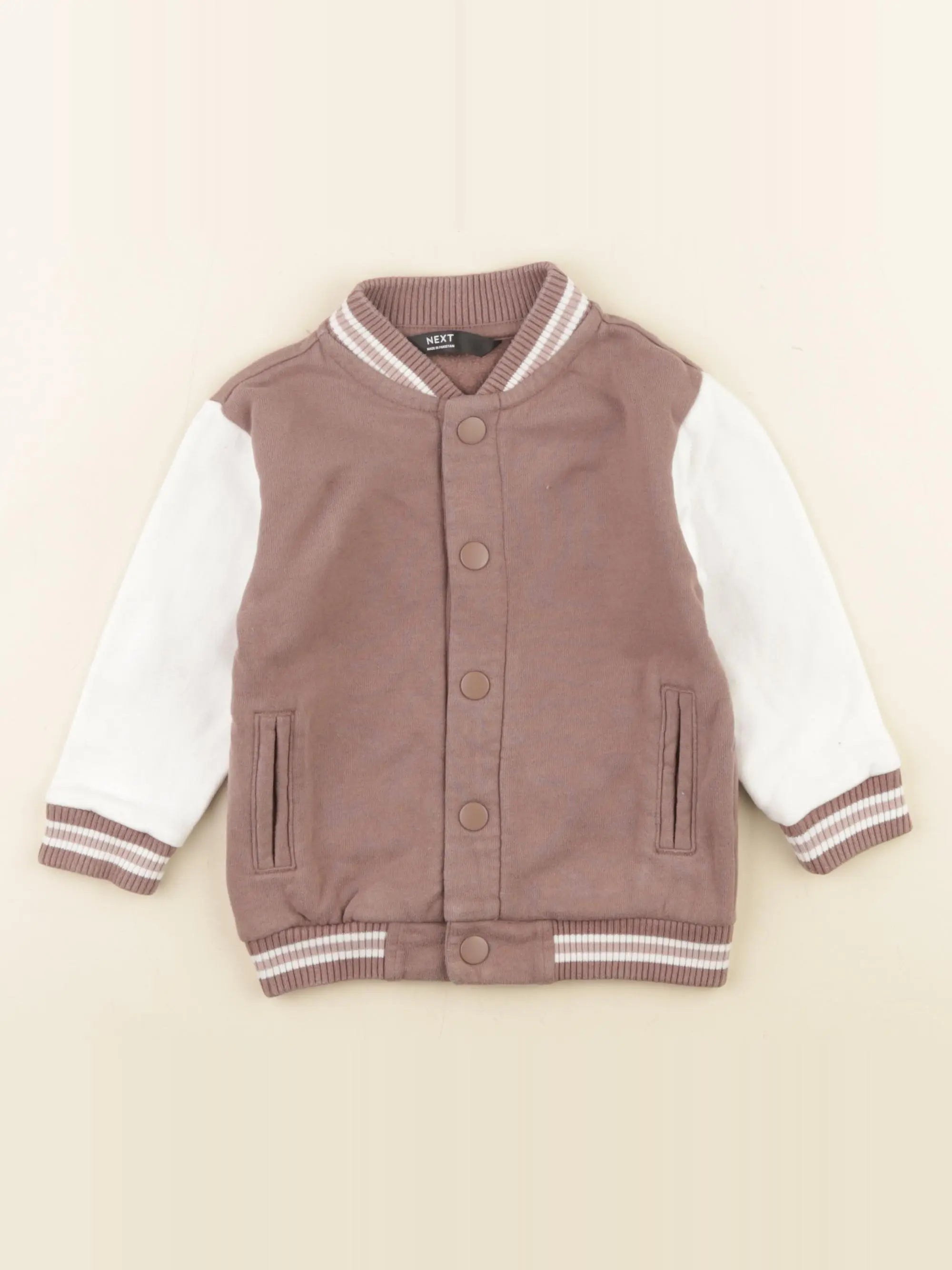 Next - sweat marron, blanc - 12/18 mois