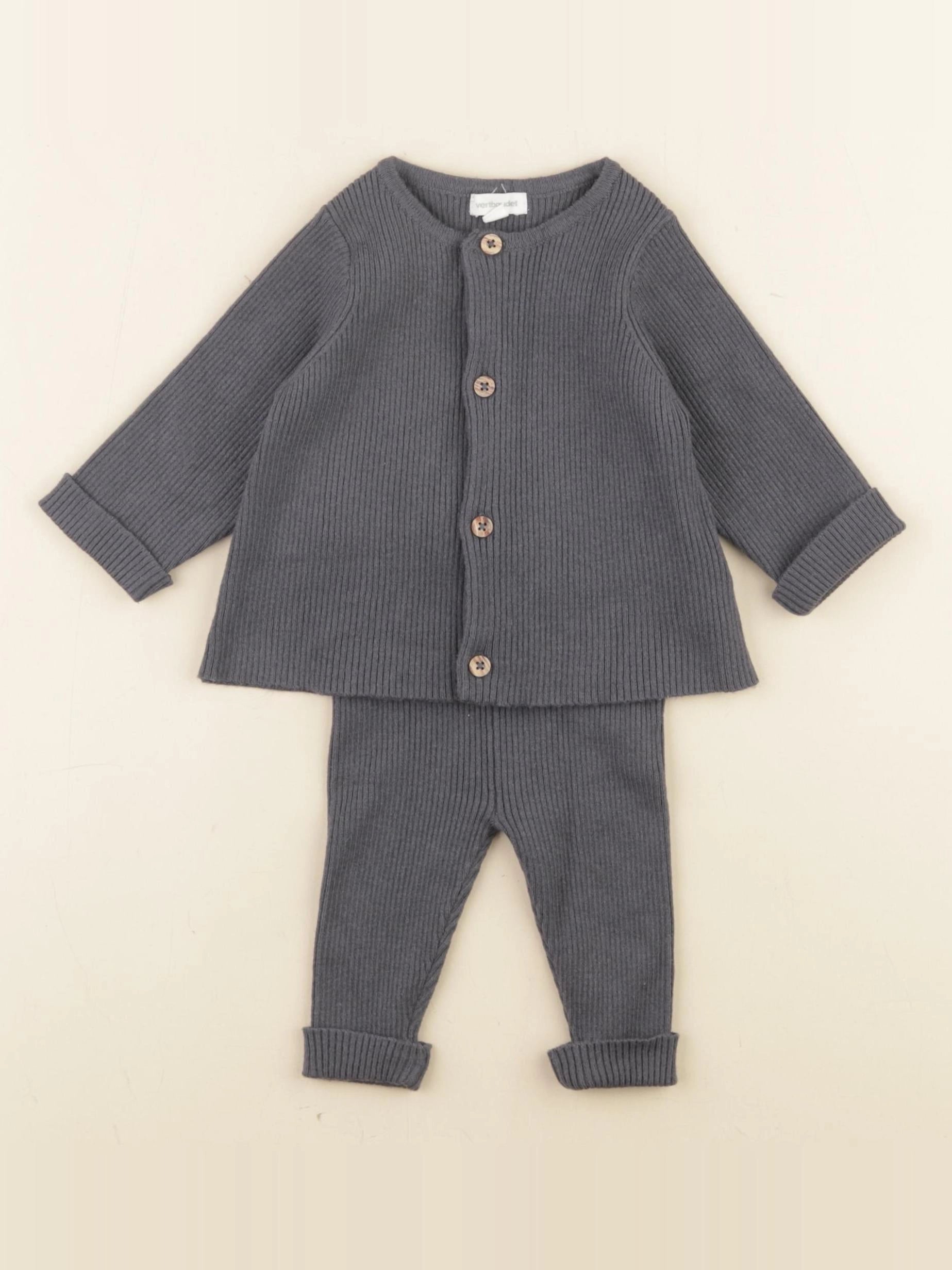 Vertbaudet - ensemble gris - 3 mois
