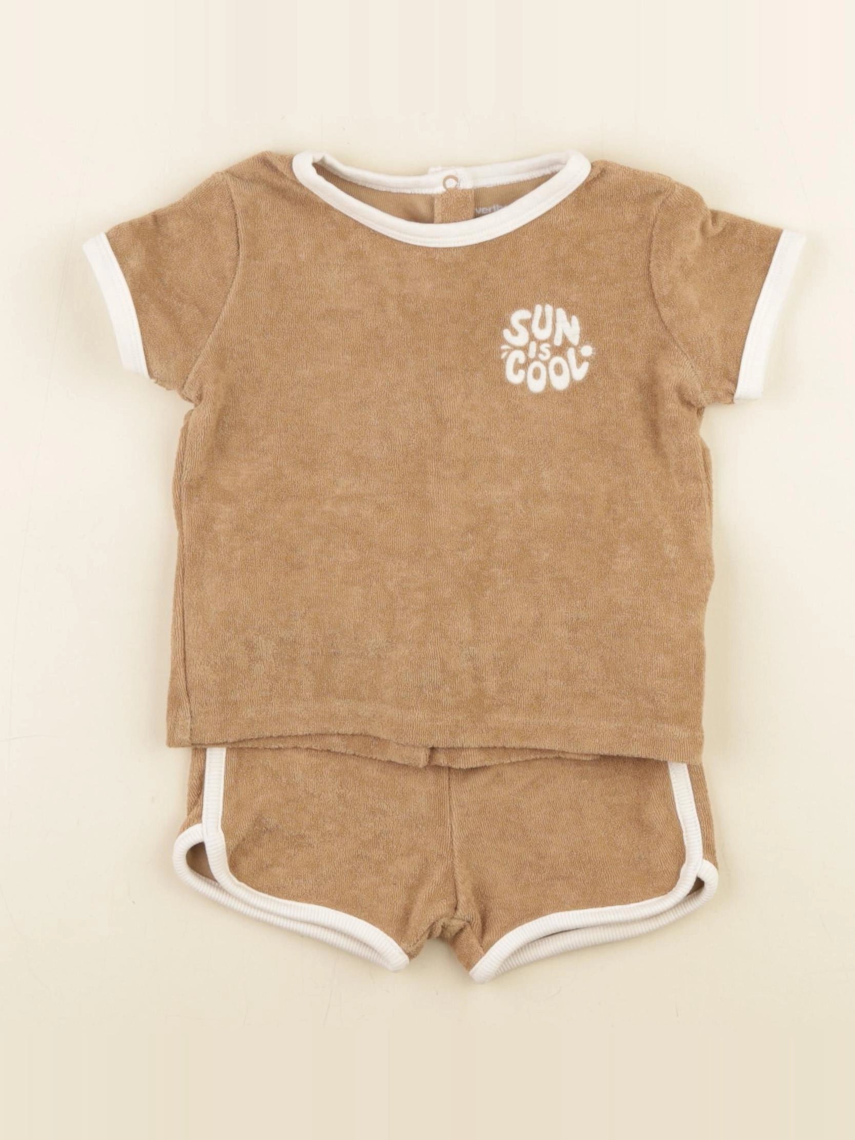 Vertbaudet - ensemble beige - 9 mois