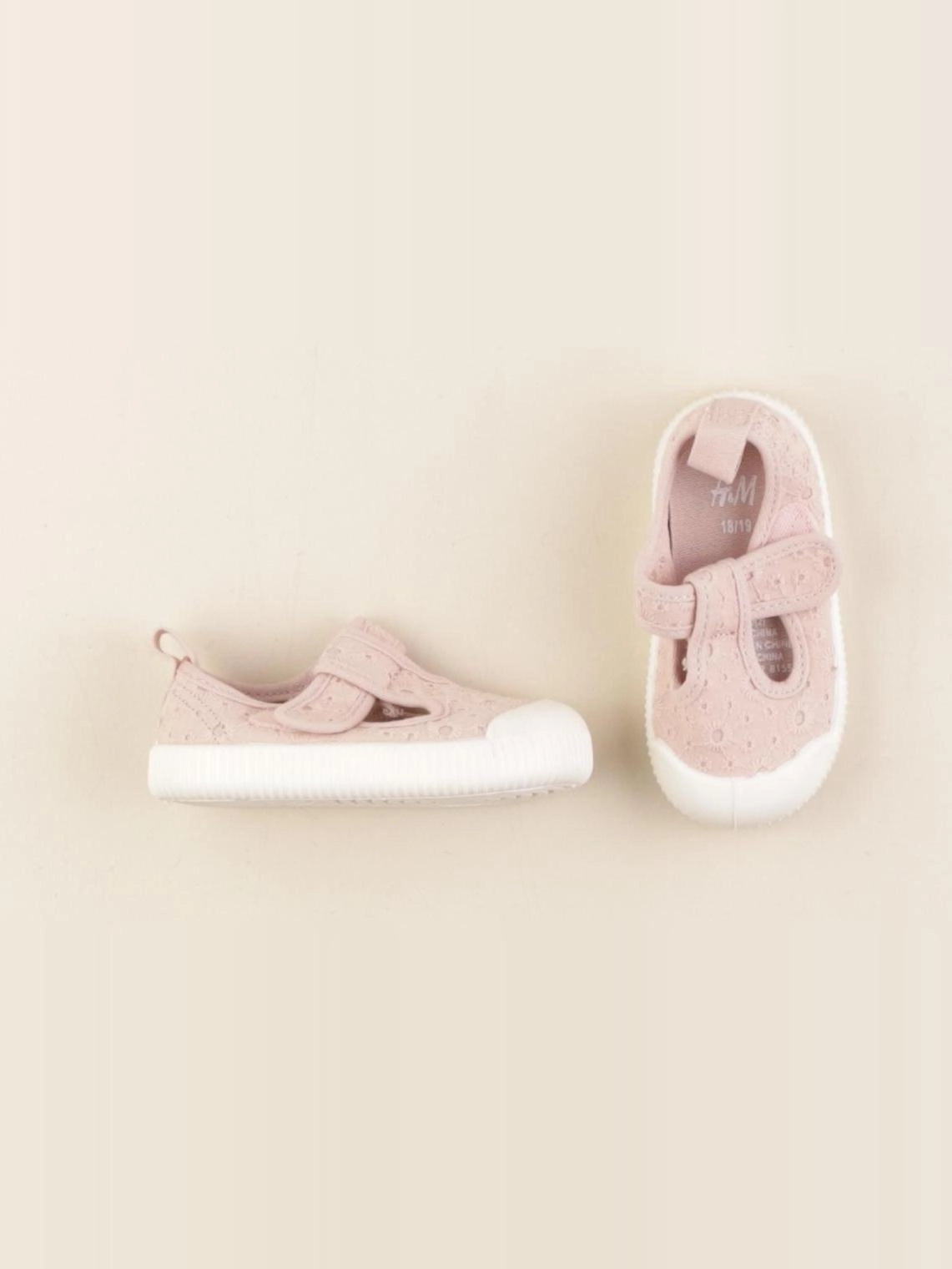 H&M - tennis à scratch/ lacets rose - pointure 18/19