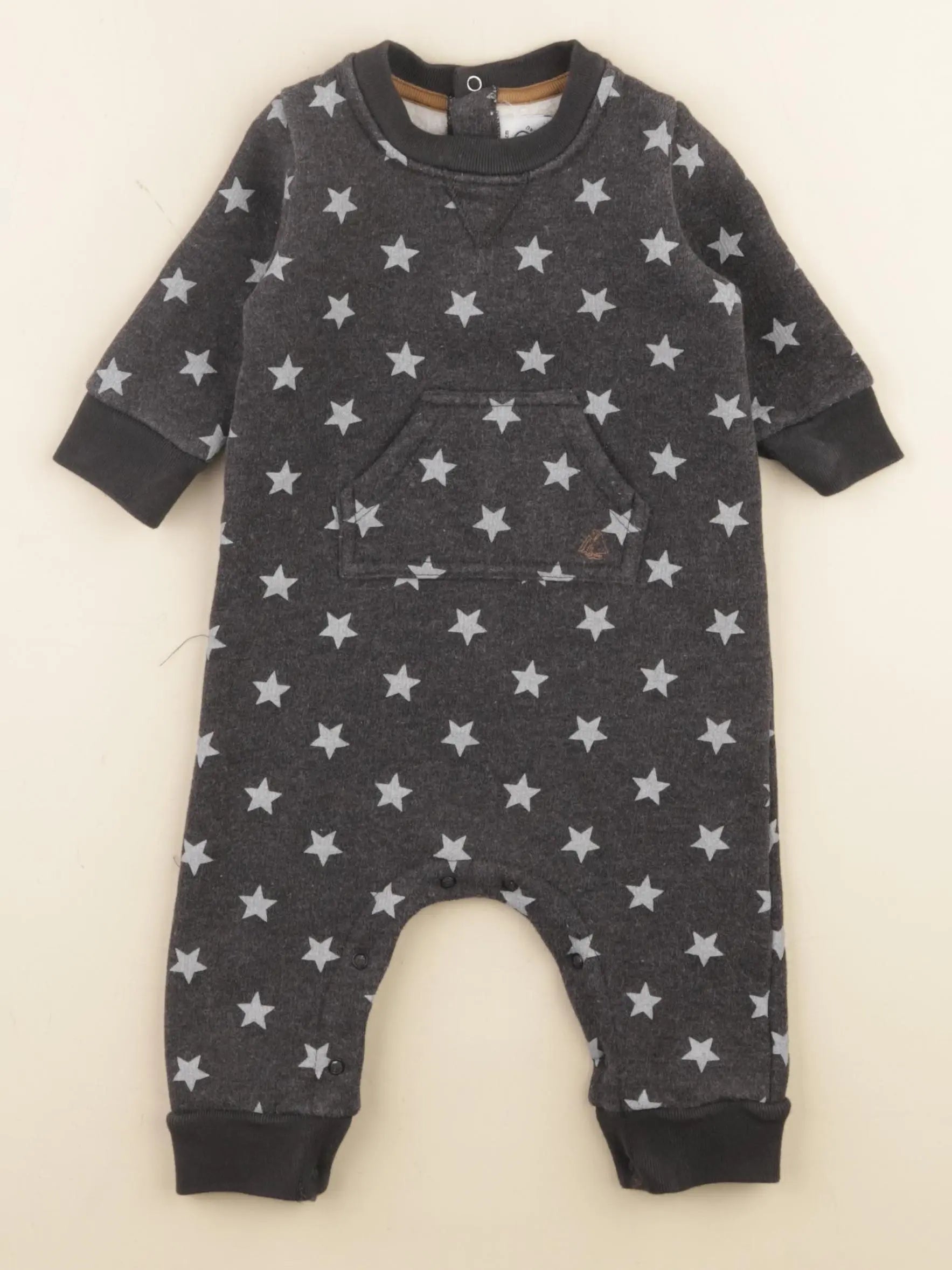 Petit Bateau - combinaison doublé gris - 6 mois