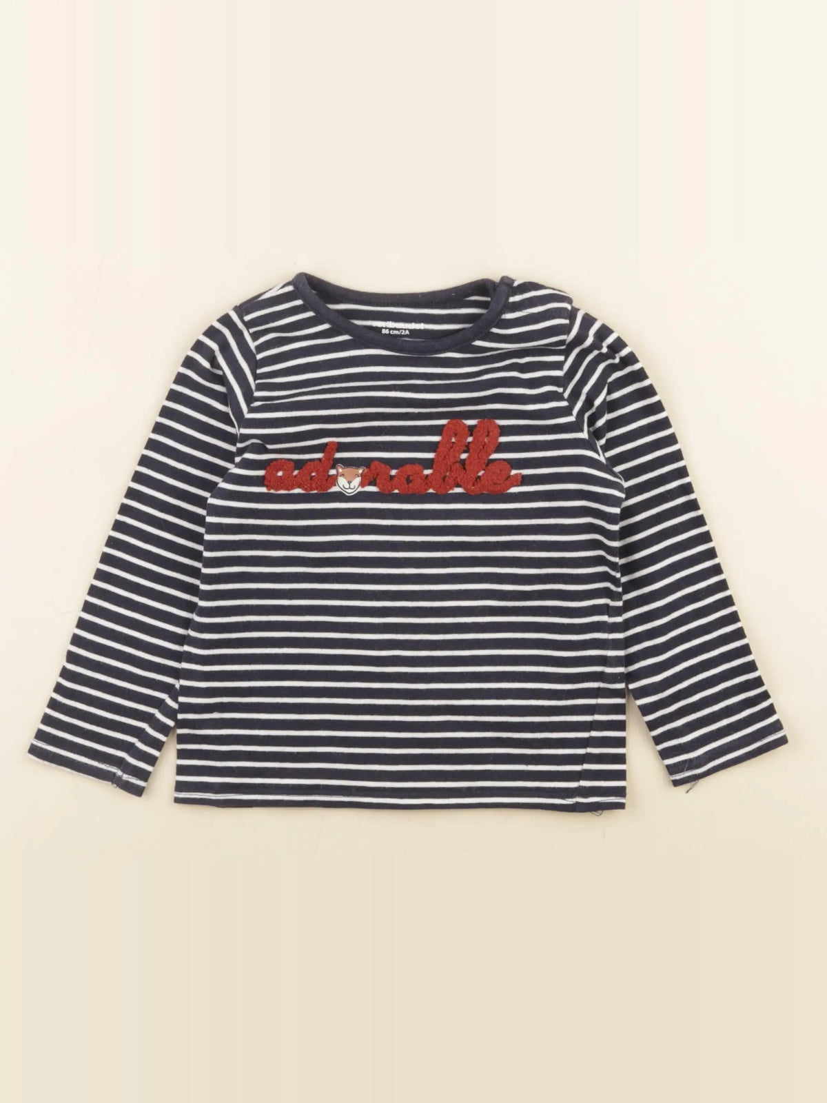 Vertbaudet - tee-shirt bleu, blanc - 2 ans