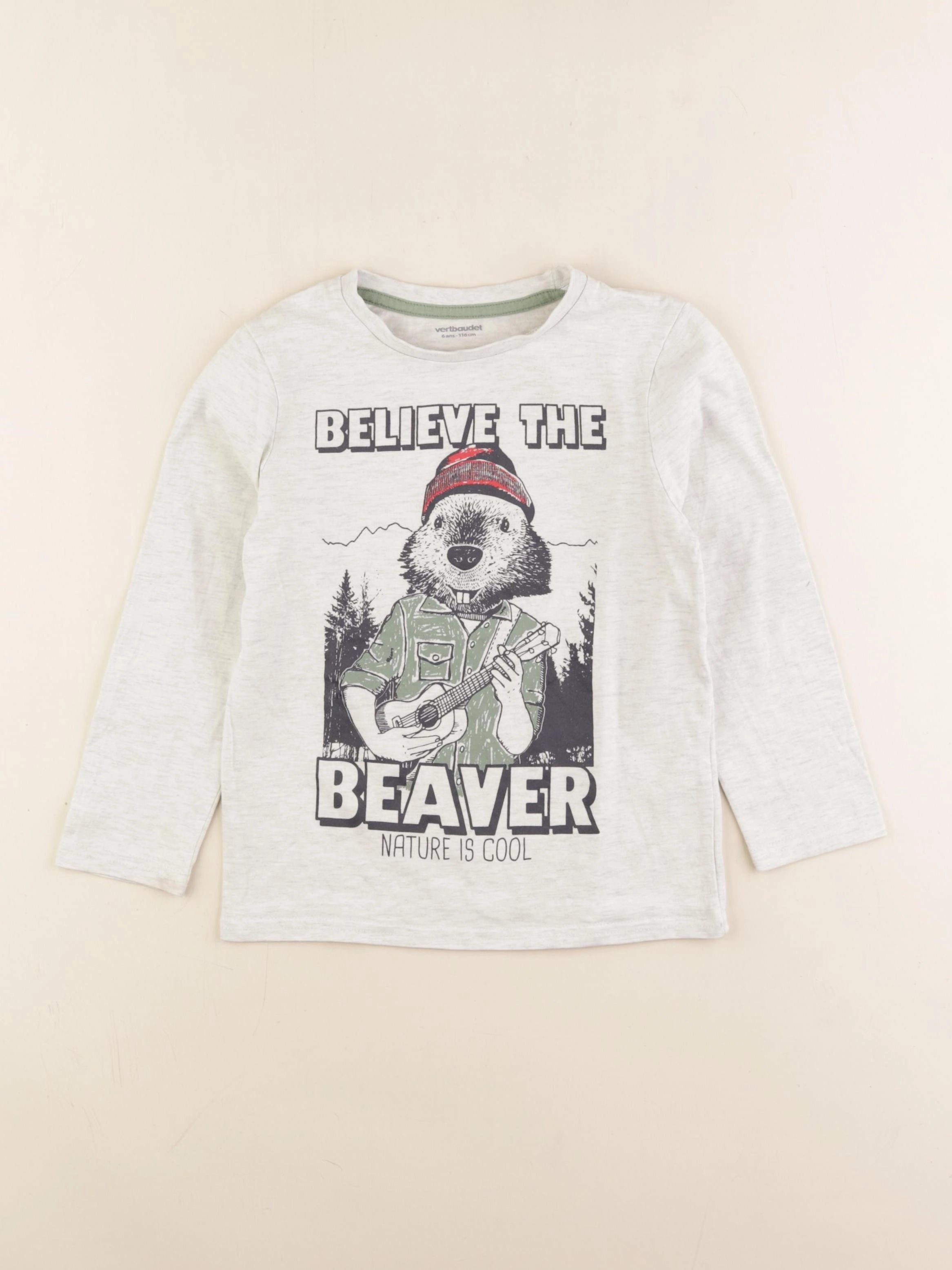 Vertbaudet - tee-shirt gris - 6 ans