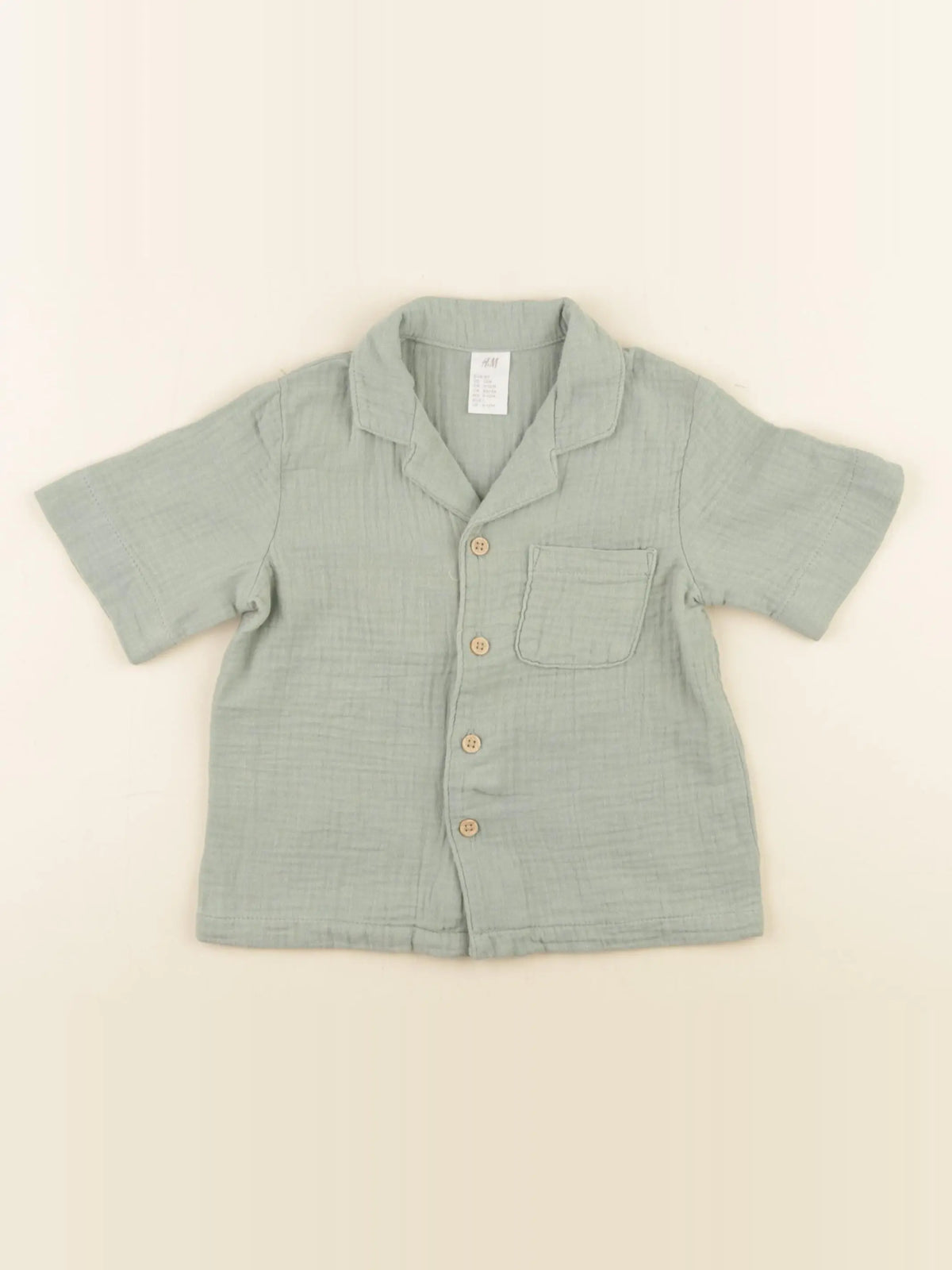 H&M - chemise vert - 9/12 mois