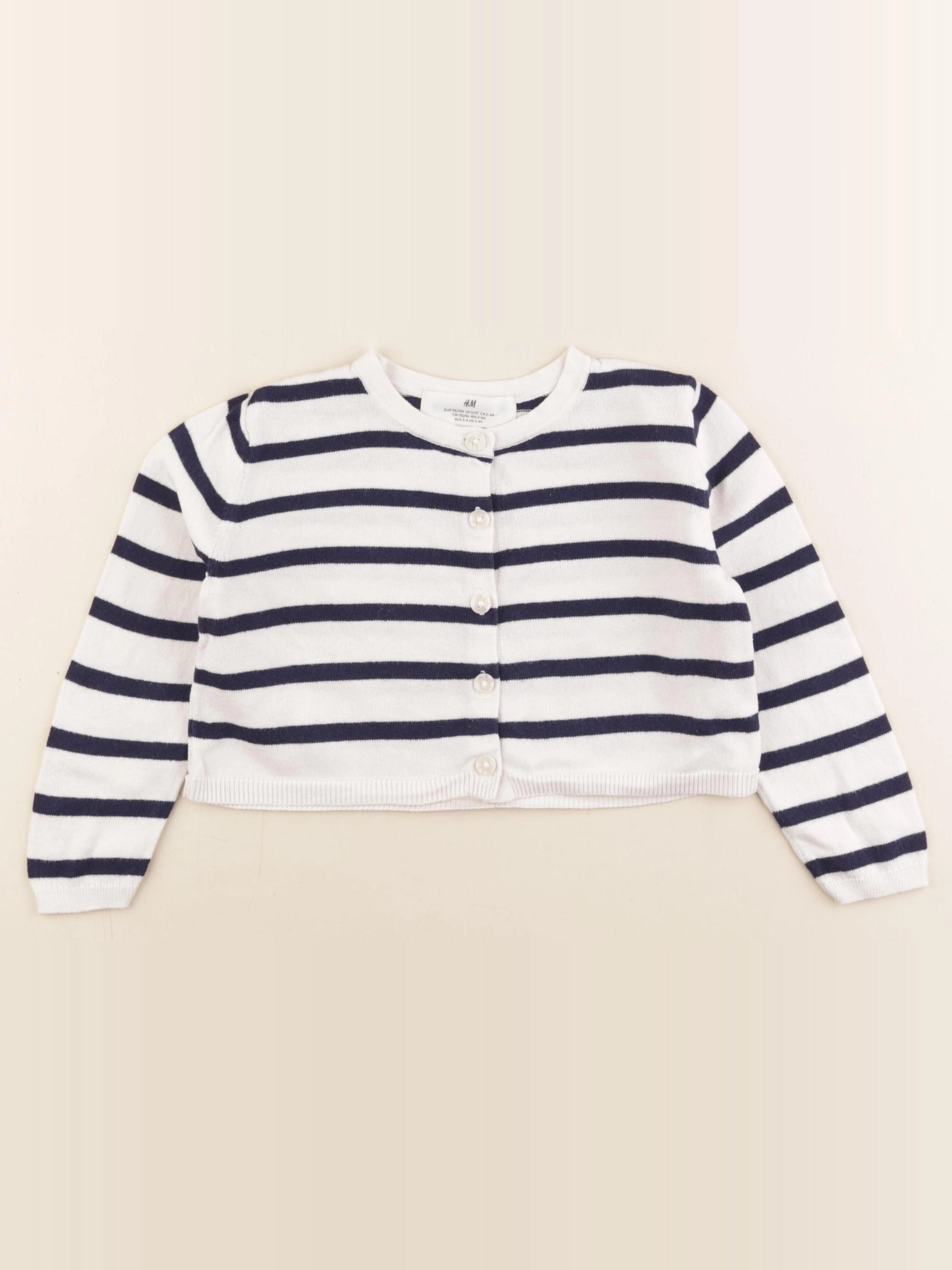 H&M - gilet beige, bleu - 2/4 ans