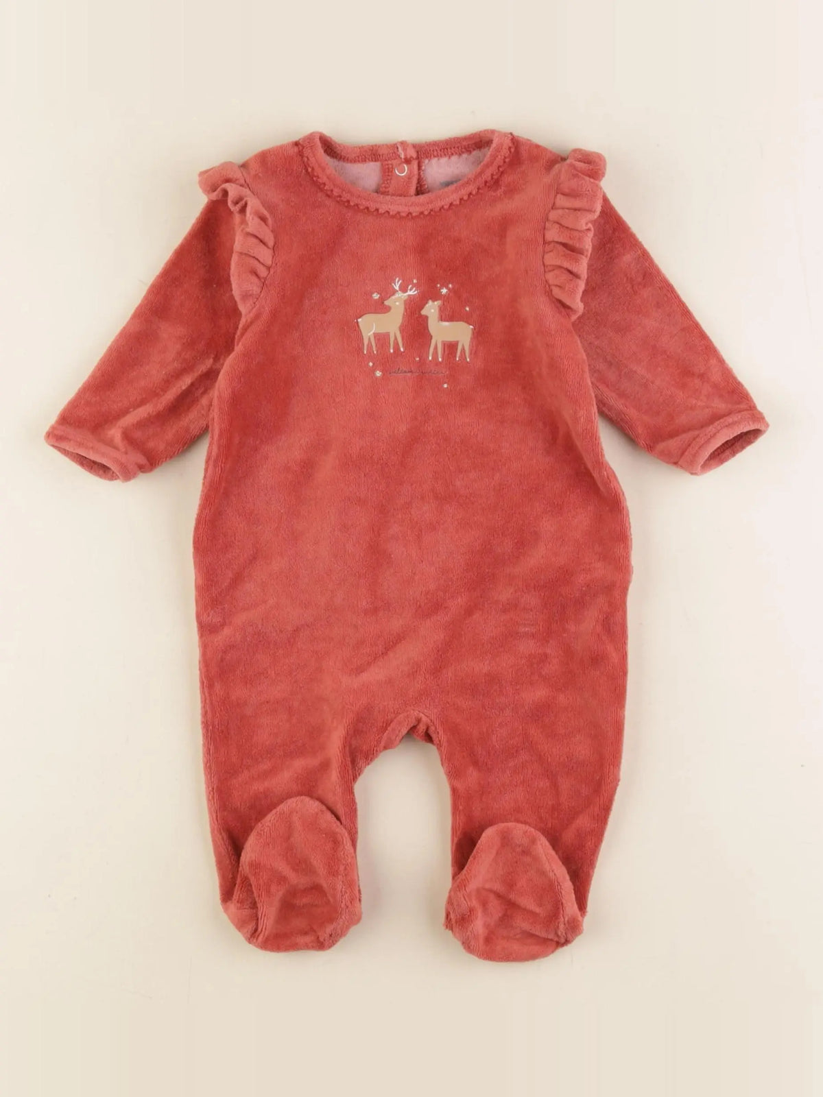 Vertbaudet - pyjama velours rose - 3 mois