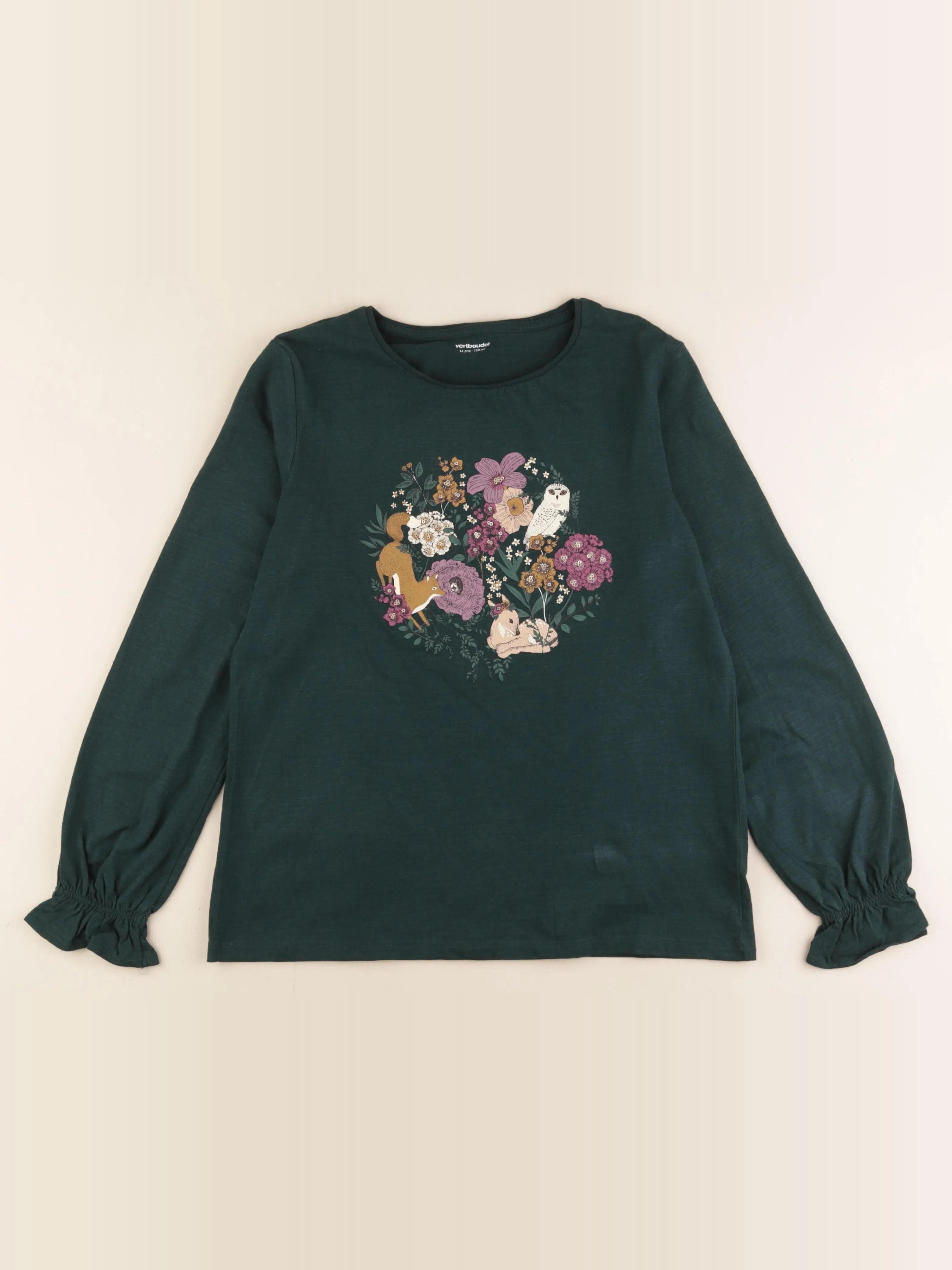 Vertbaudet - tee-shirt vert - 14 ans