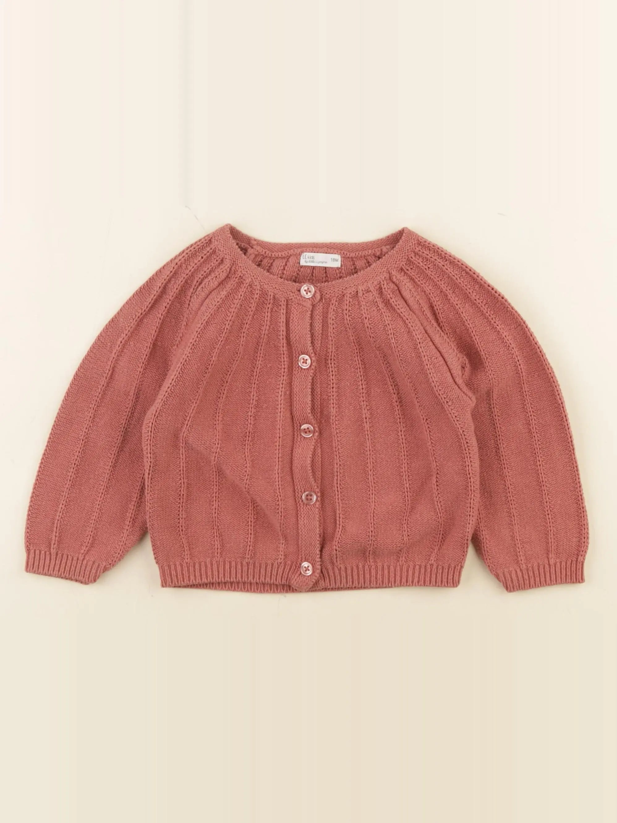 Little Cigogne - gilet rose - 18 mois