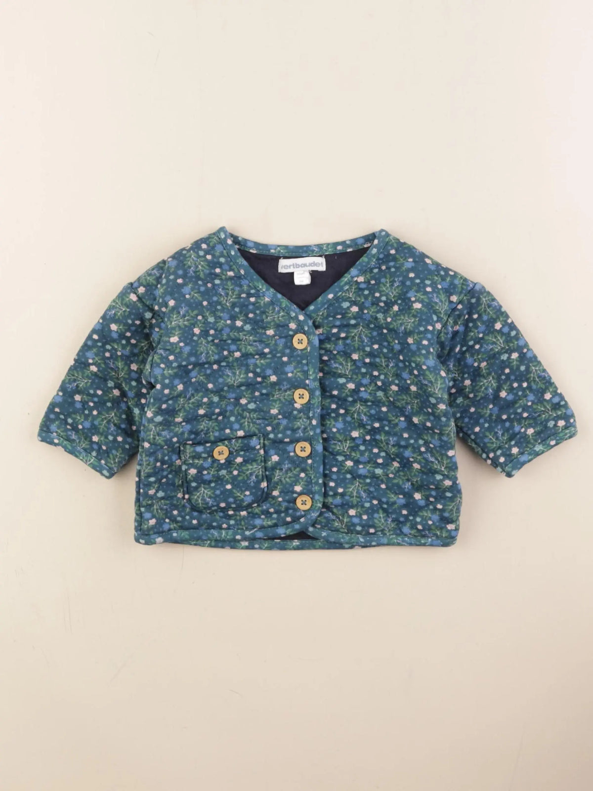 Vertbaudet - veste bleu, vert - 3 mois