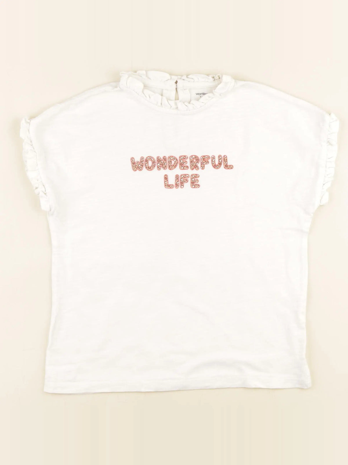 Vertbaudet - tee-shirt beige - 8 ans