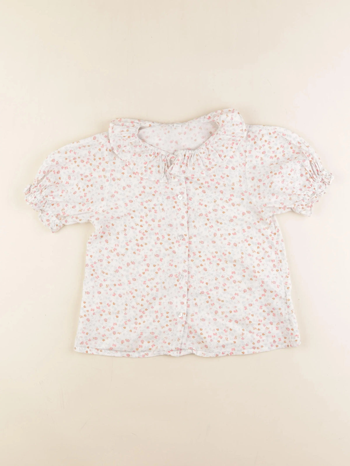 Vertbaudet - blouse blanc, rose - 8 ans