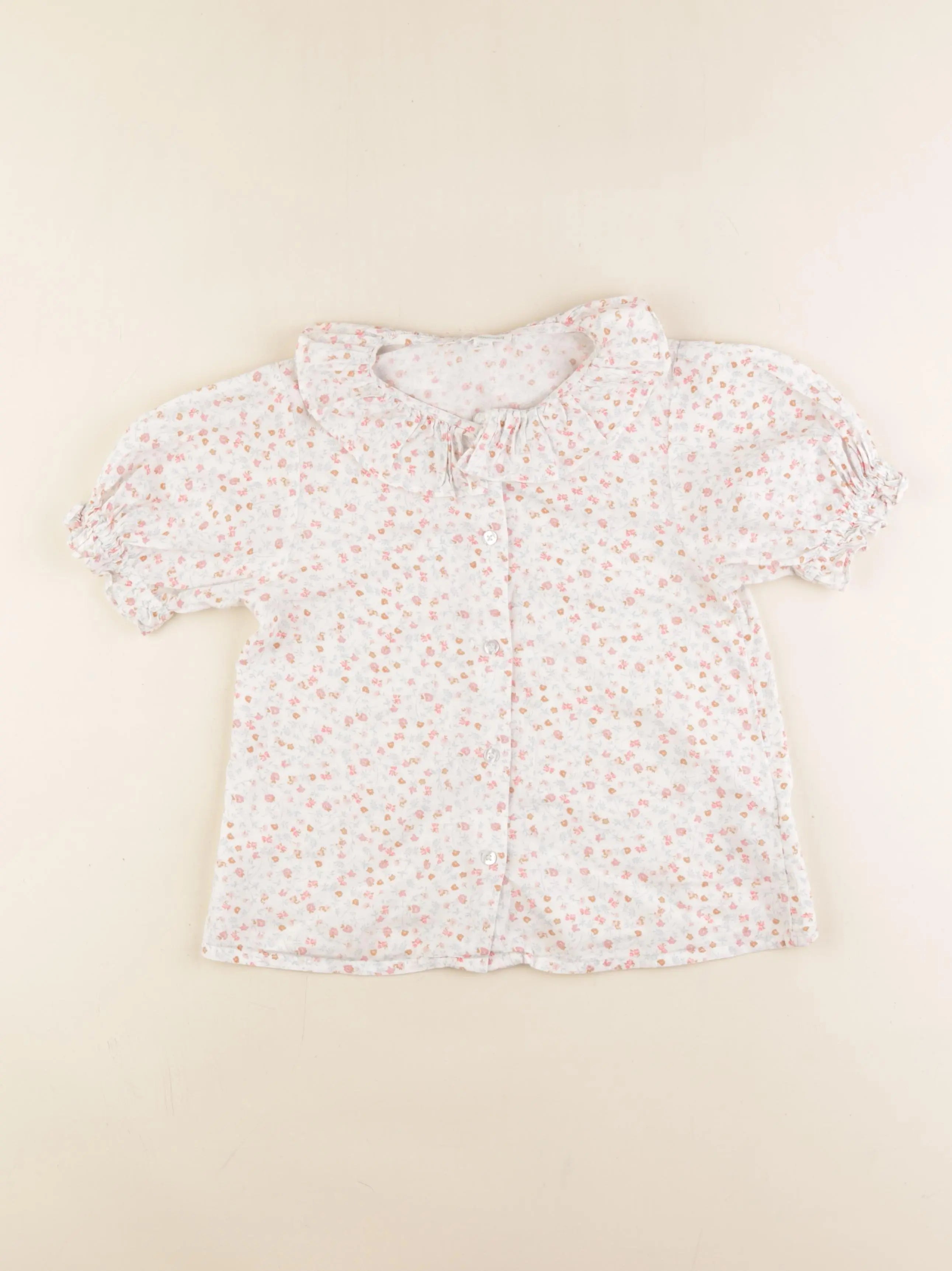 Vertbaudet - blouse blanc, rose - 8 ans