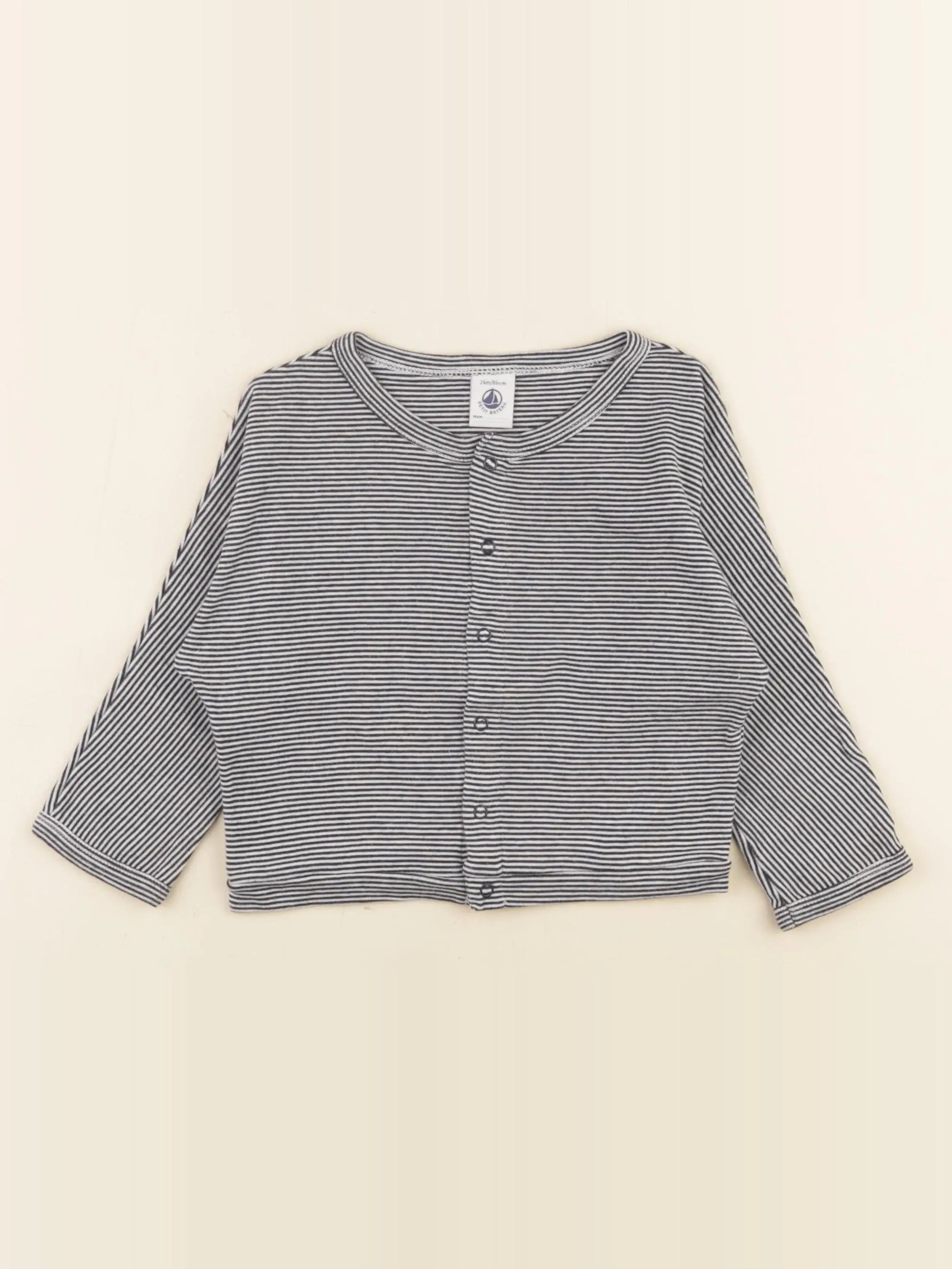 Petit Bateau - tee-shirt blanc, bleu - 24 mois