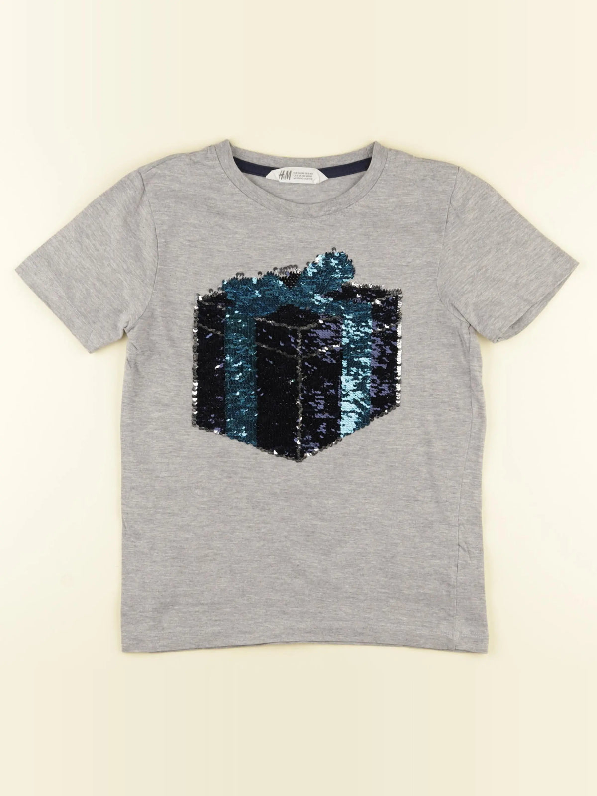 H&M - tee-shirt gris - 8/10 ans