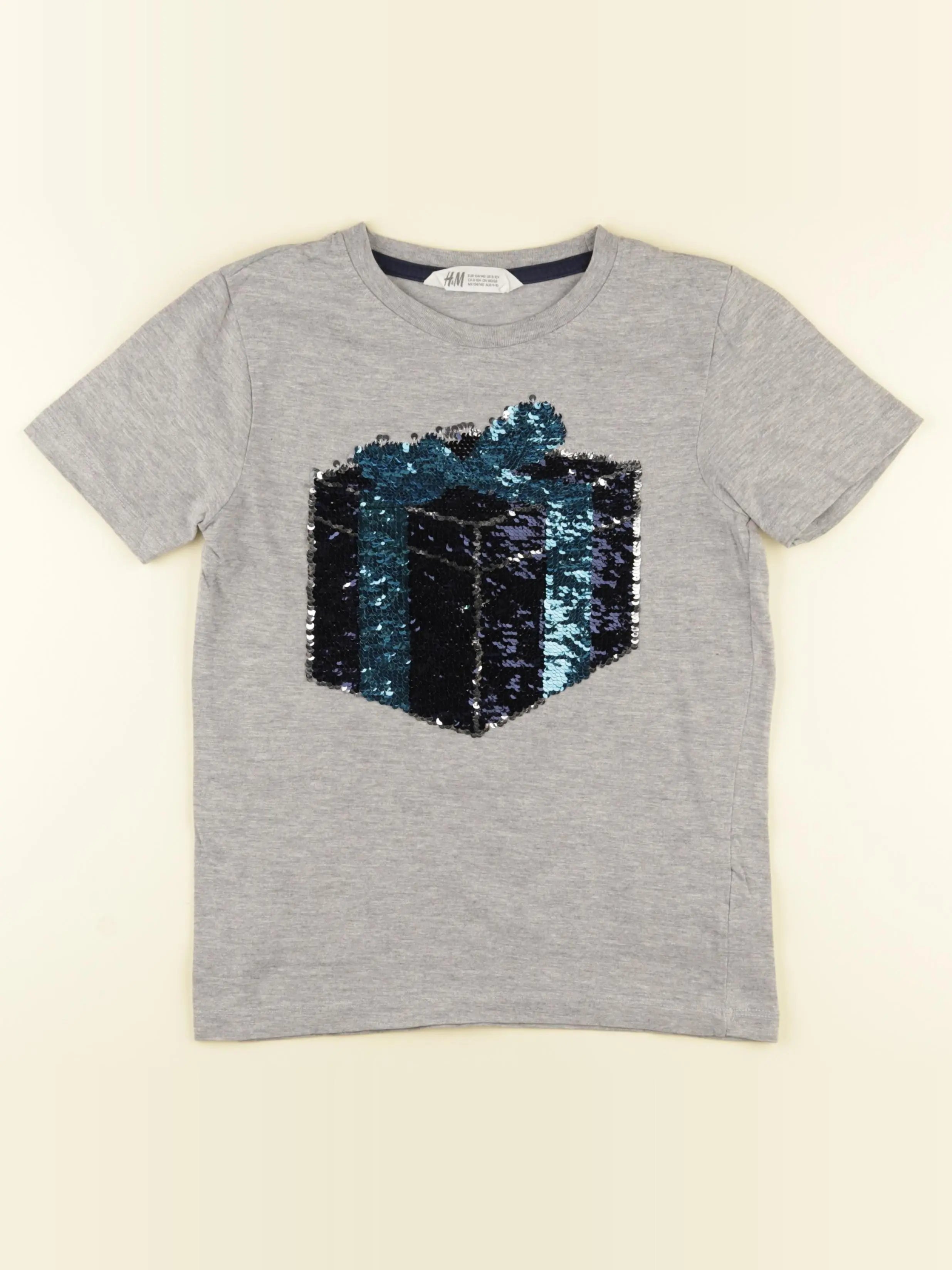 H&M - tee-shirt gris - 8/10 ans